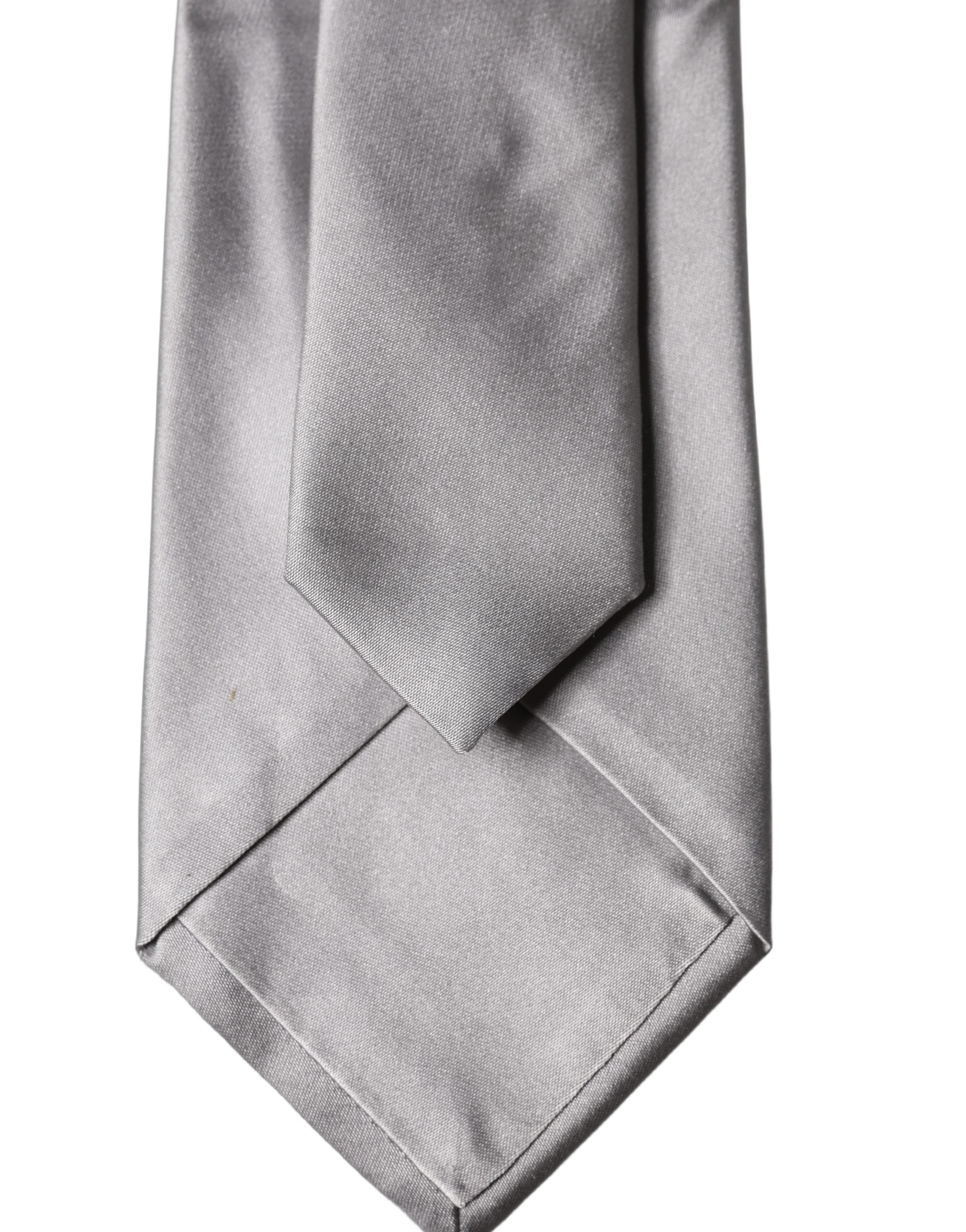 Dolce & Gabbana Gray Satin 100% Silk Adjustable Men Men'sd NeckMen's Men's Tie