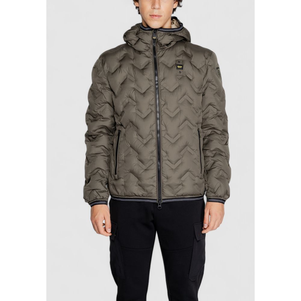 Blauer Bicolor Polyethylene Full-Length Men's Jacket