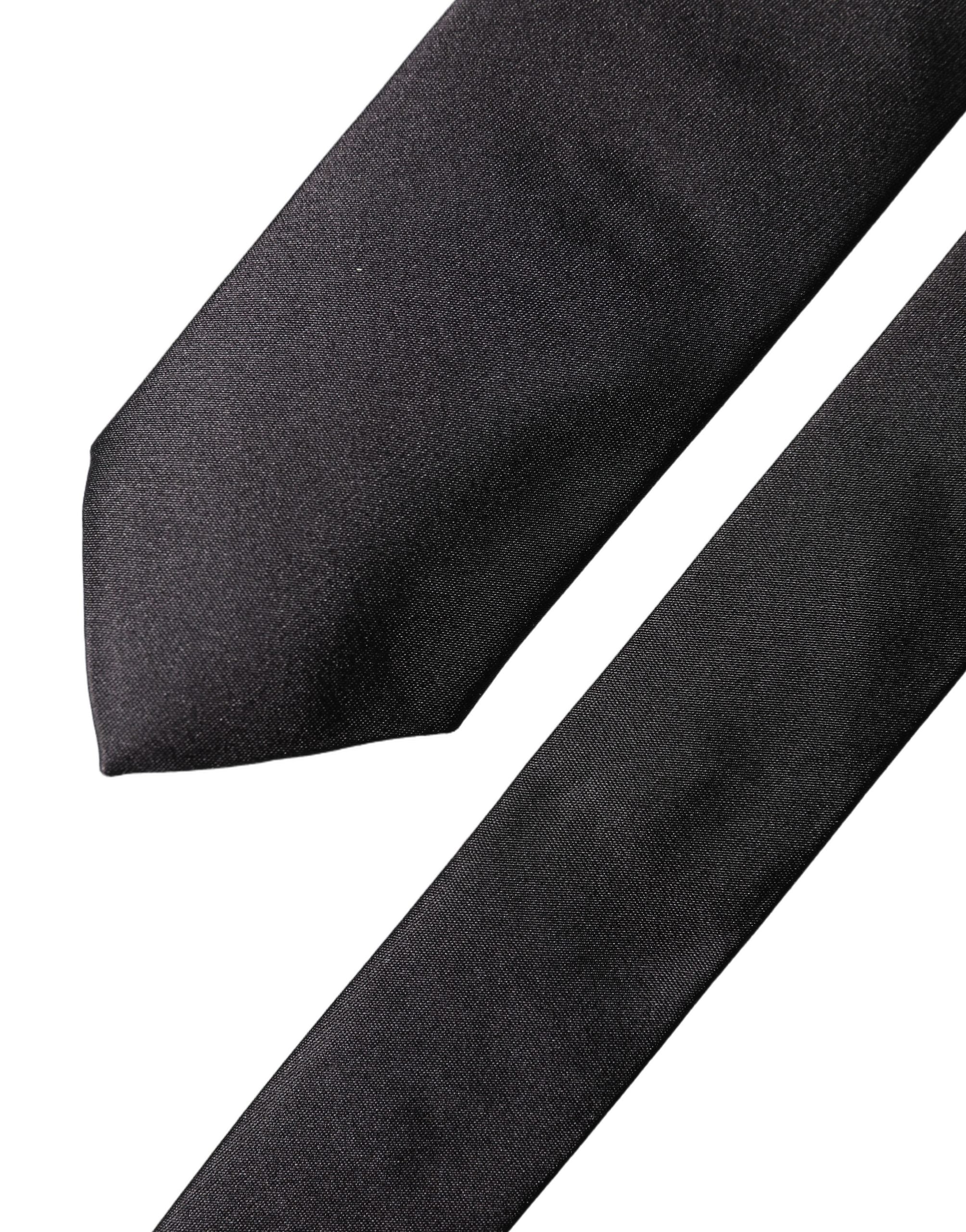 Dolce & Gabbana Black Solid 100% Silk Adjustable Men Men'sd NeckMen's Men's Tie
