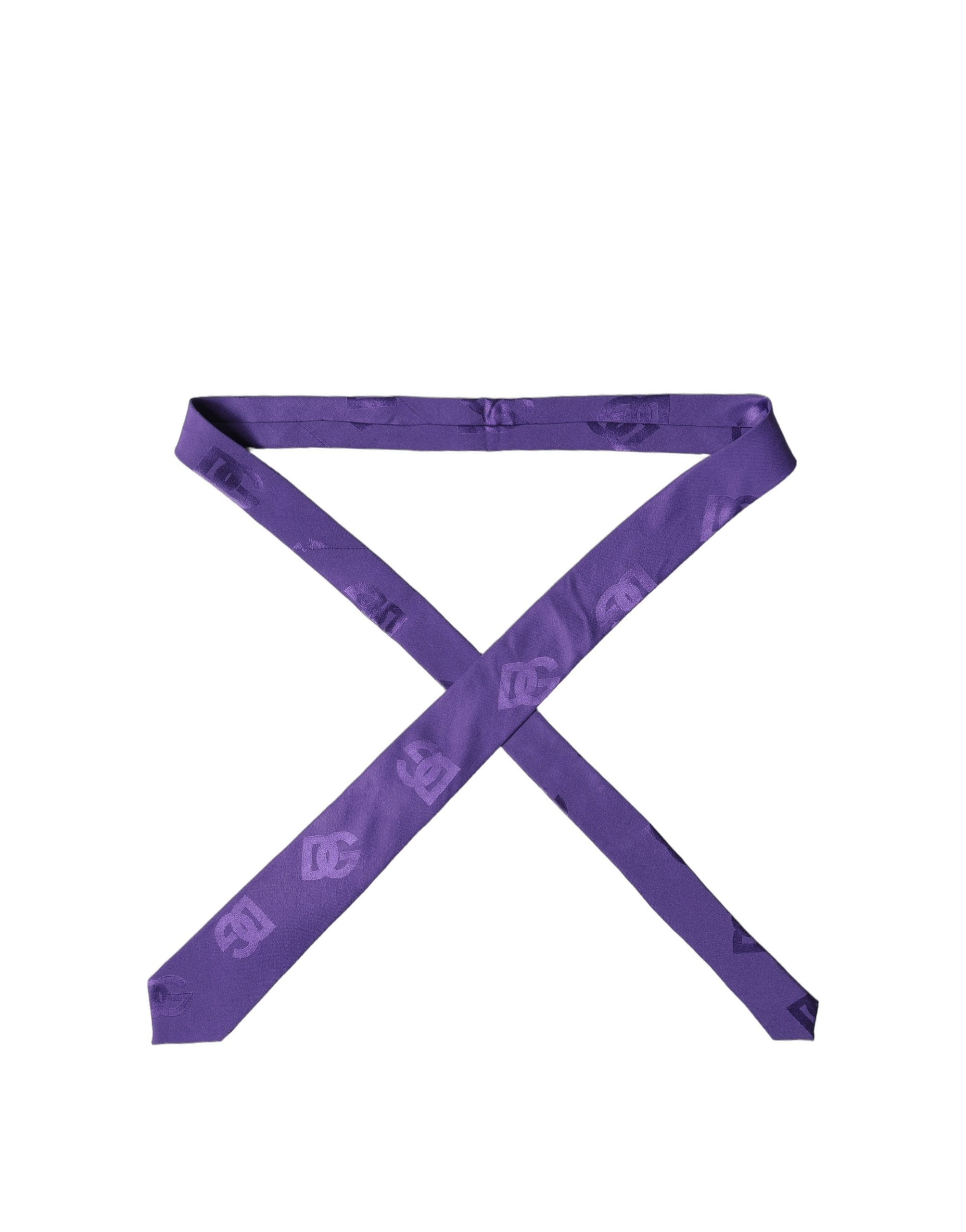 Dolce & Gabbana Purple DG Logo Monogram Silk Adjustable Men NeckMen's Men's Tie