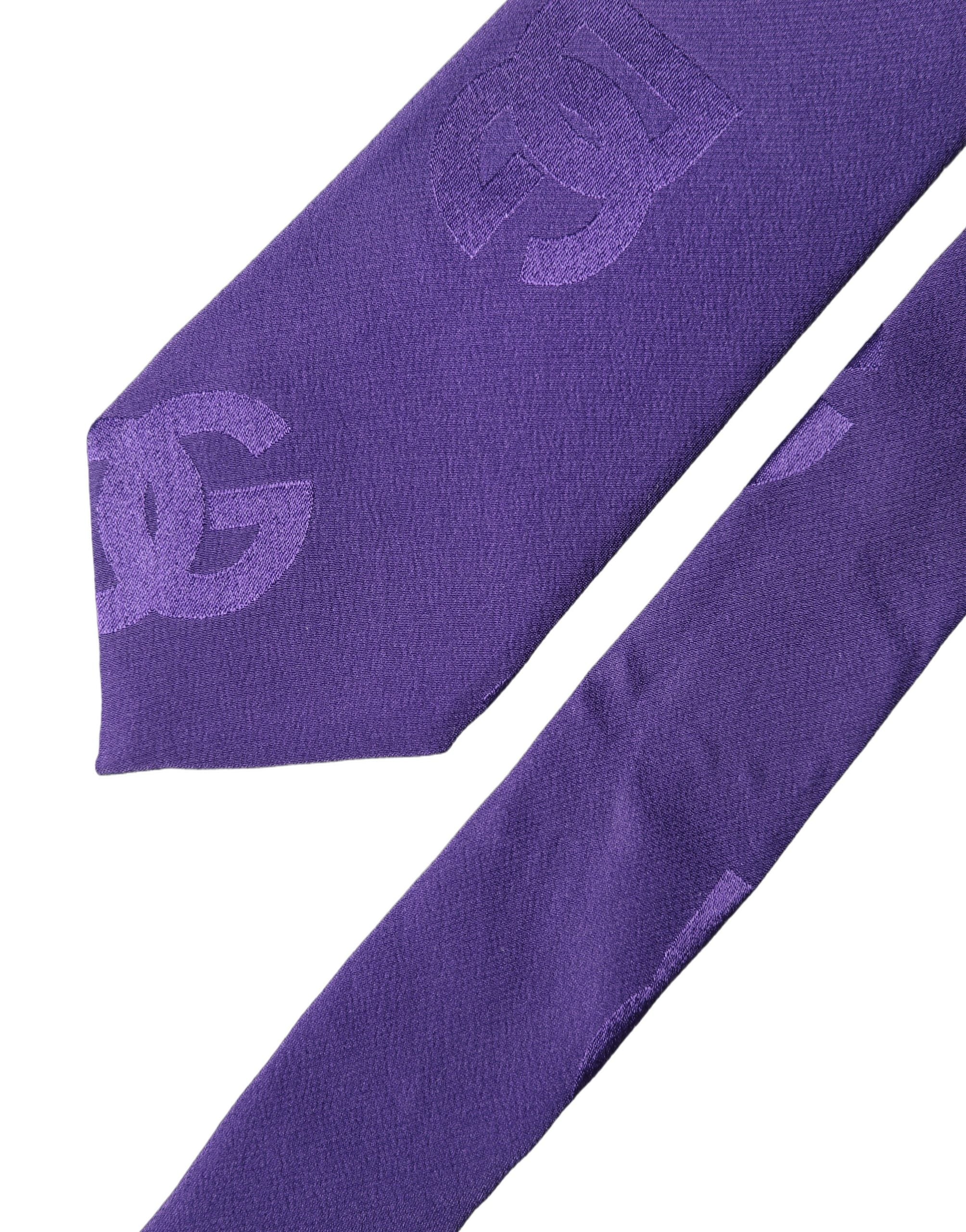 Dolce & Gabbana Purple DG Logo Monogram Silk Adjustable Men NeckMen's Men's Tie