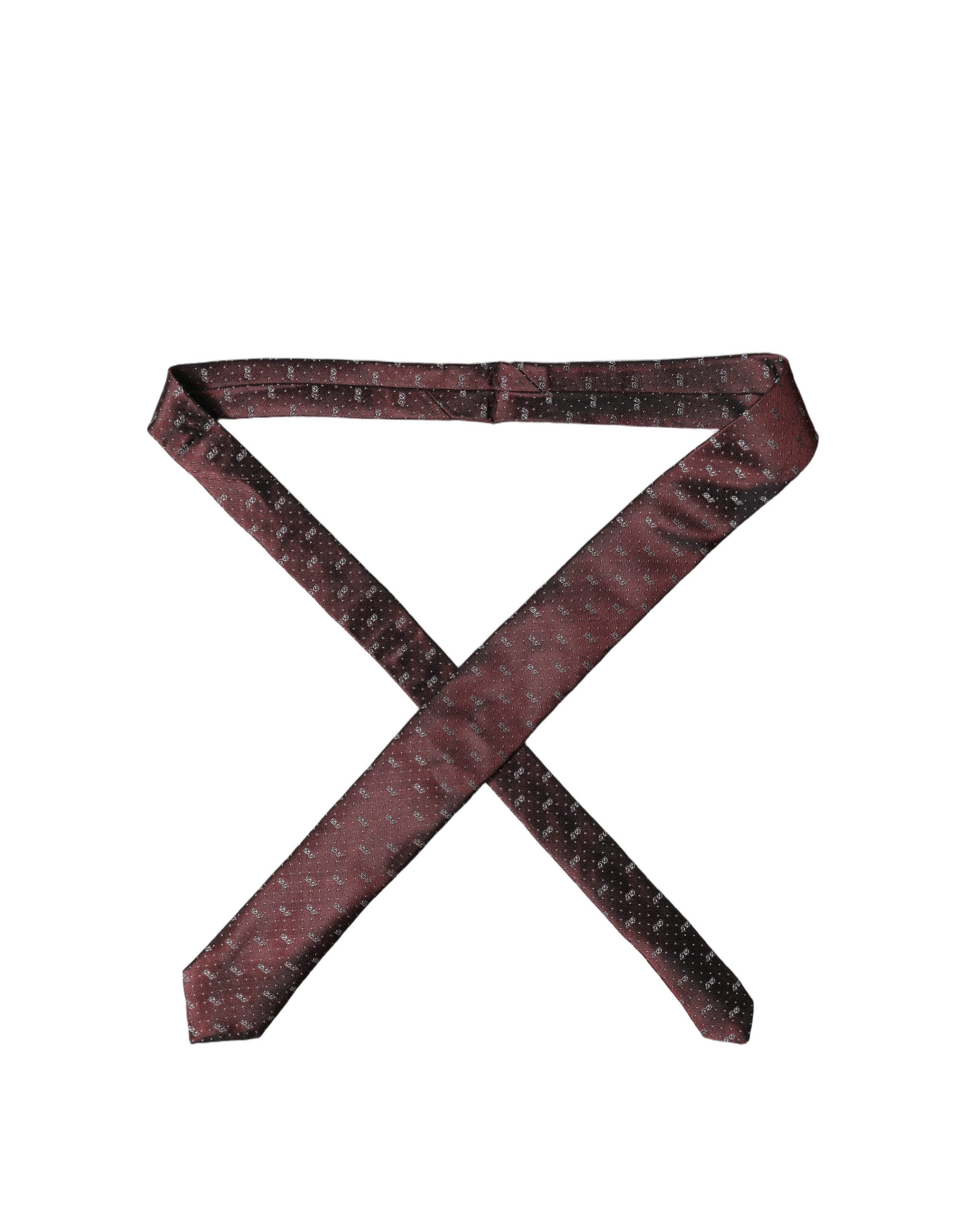Dolce & Gabbana Burgundy Logo Monogram Silk Adjustable Men NeckMen's Men's Tie