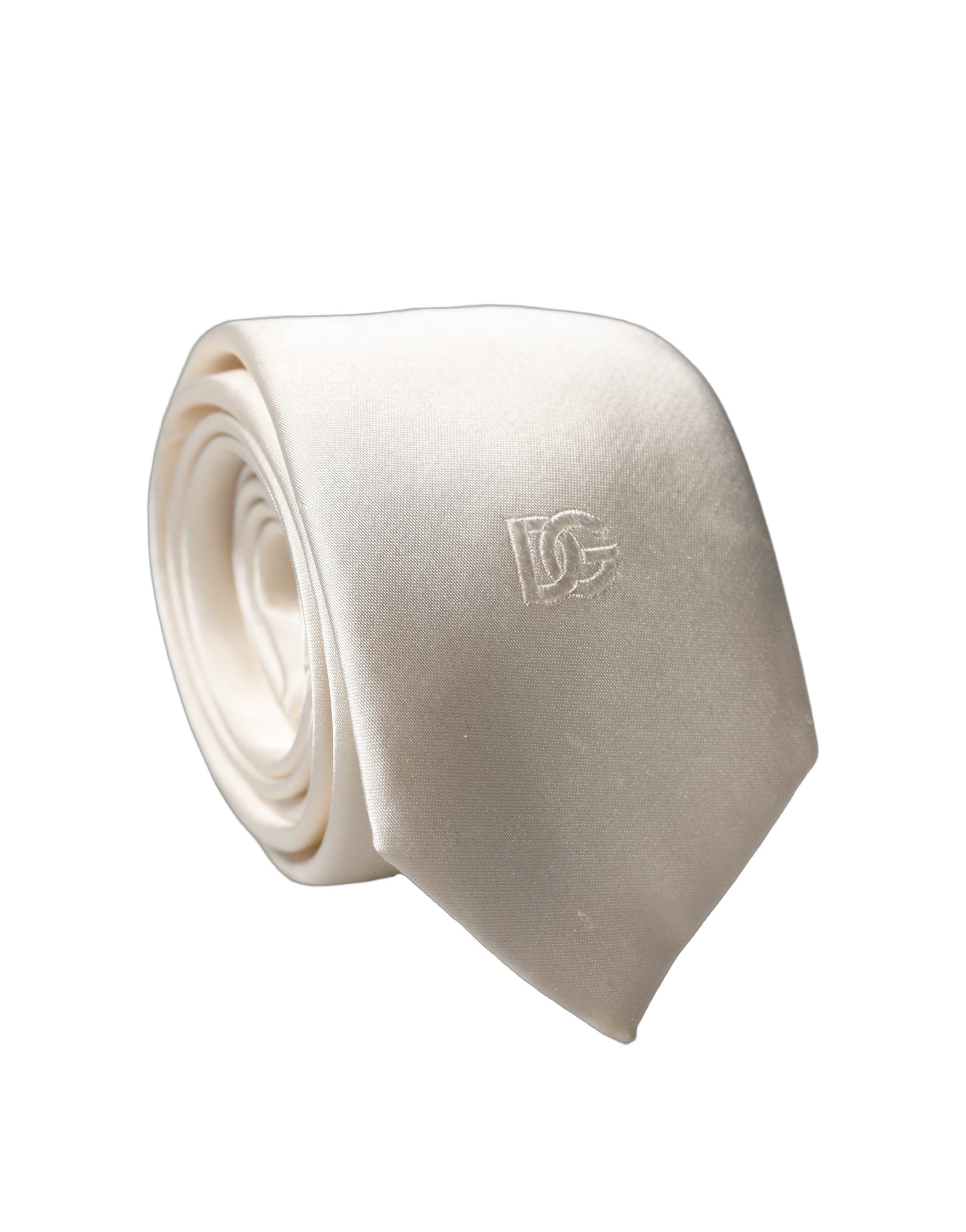 Dolce & Gabbana Off White DG Embroidery Silk Adjustable Men NeckMen's Men's Tie