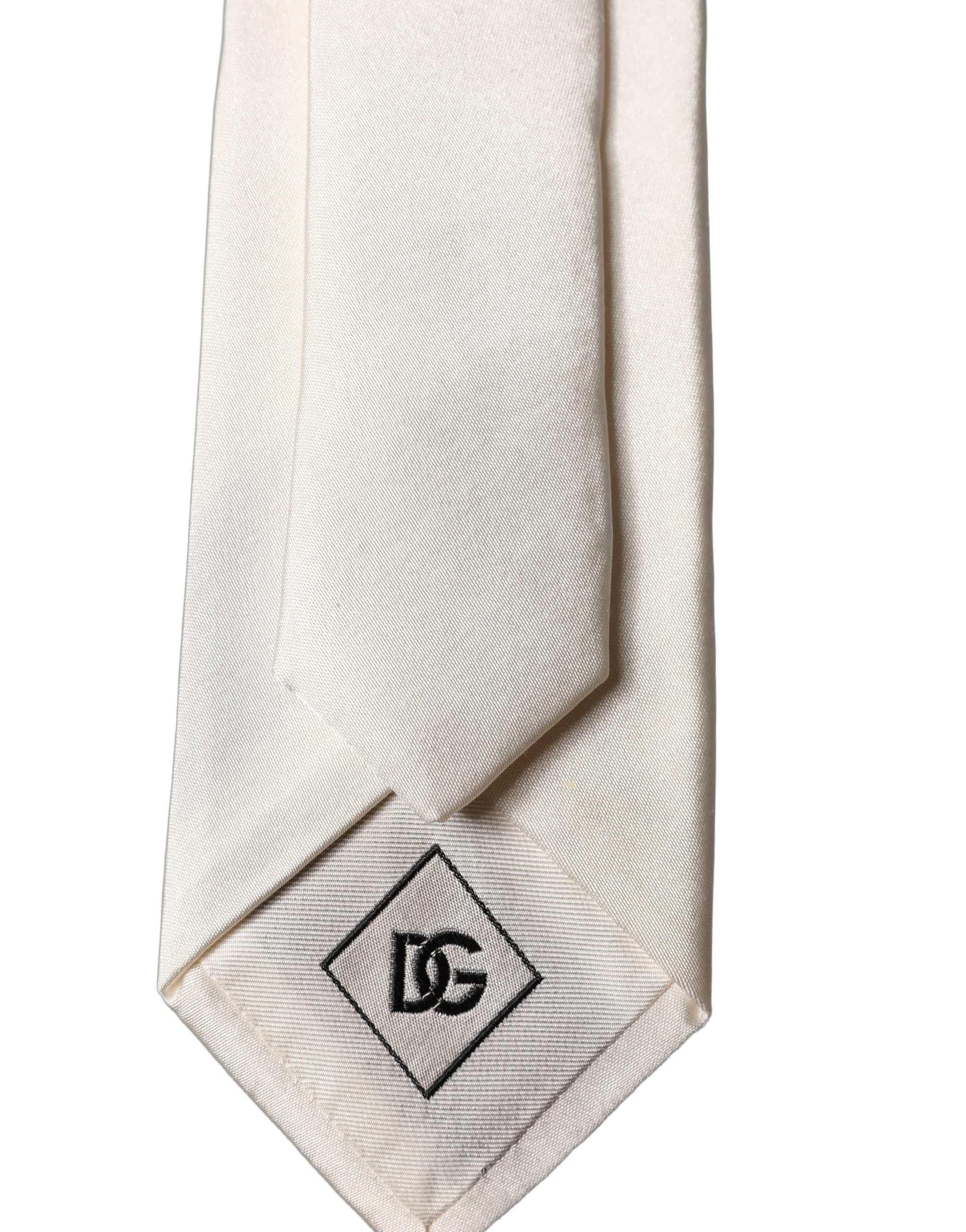 Dolce & Gabbana Off White DG Embroidery Silk Adjustable Men NeckMen's Men's Tie