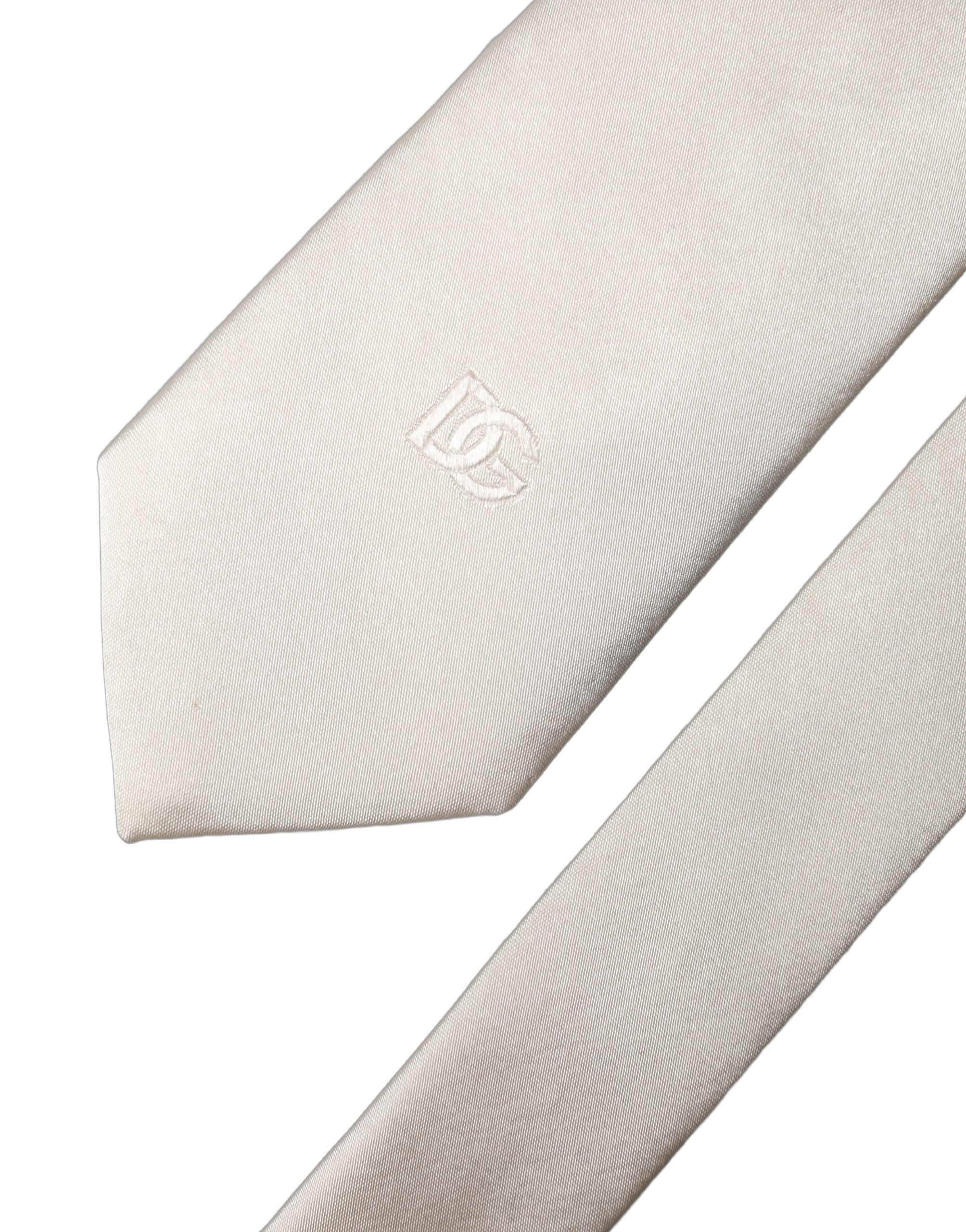 Dolce & Gabbana Off White DG Embroidery Silk Adjustable Men NeckMen's Men's Tie