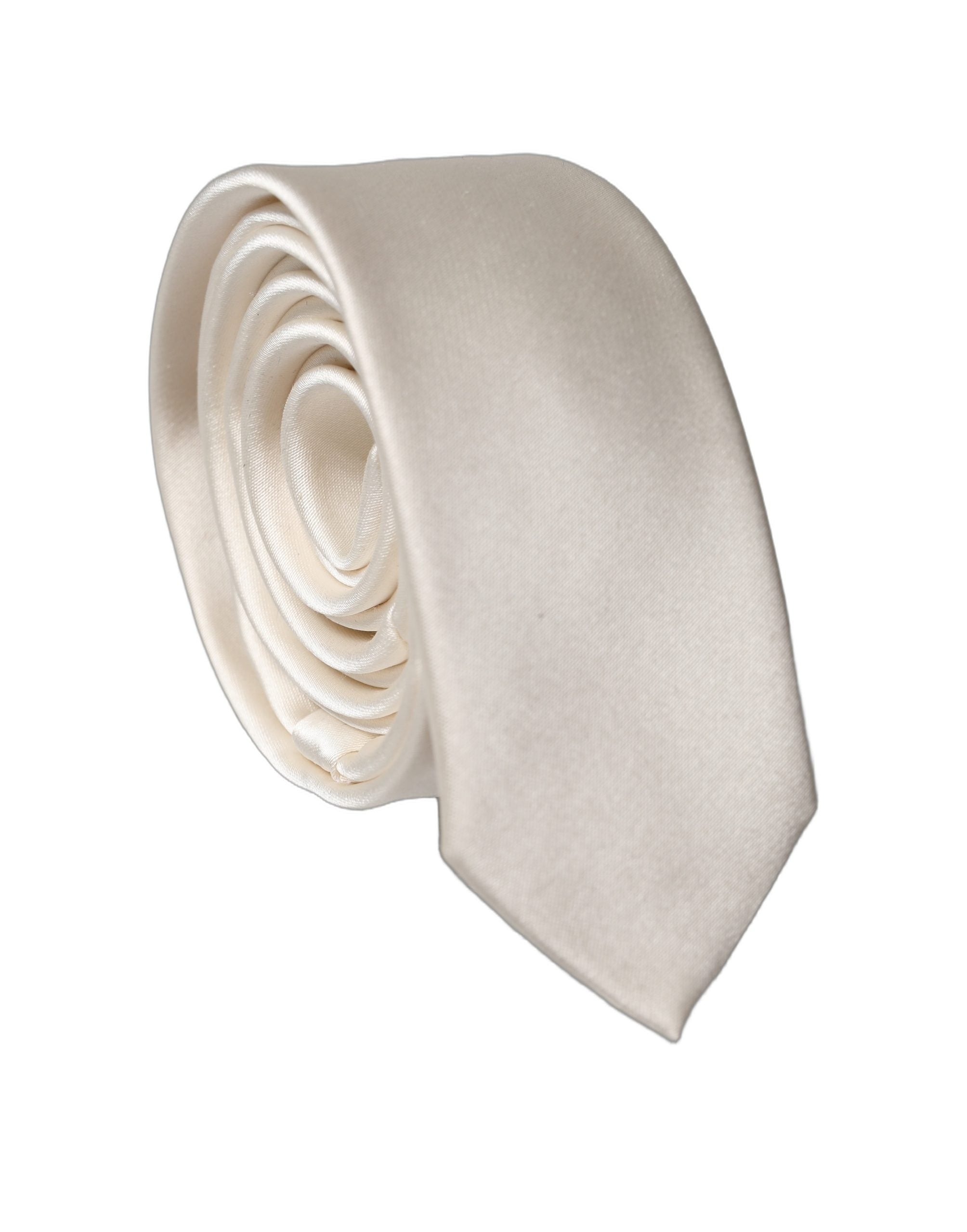 Dolce & Gabbana Off White Satin 100% Silk Adjustable Men Men'sd NeckMen's Men's Tie
