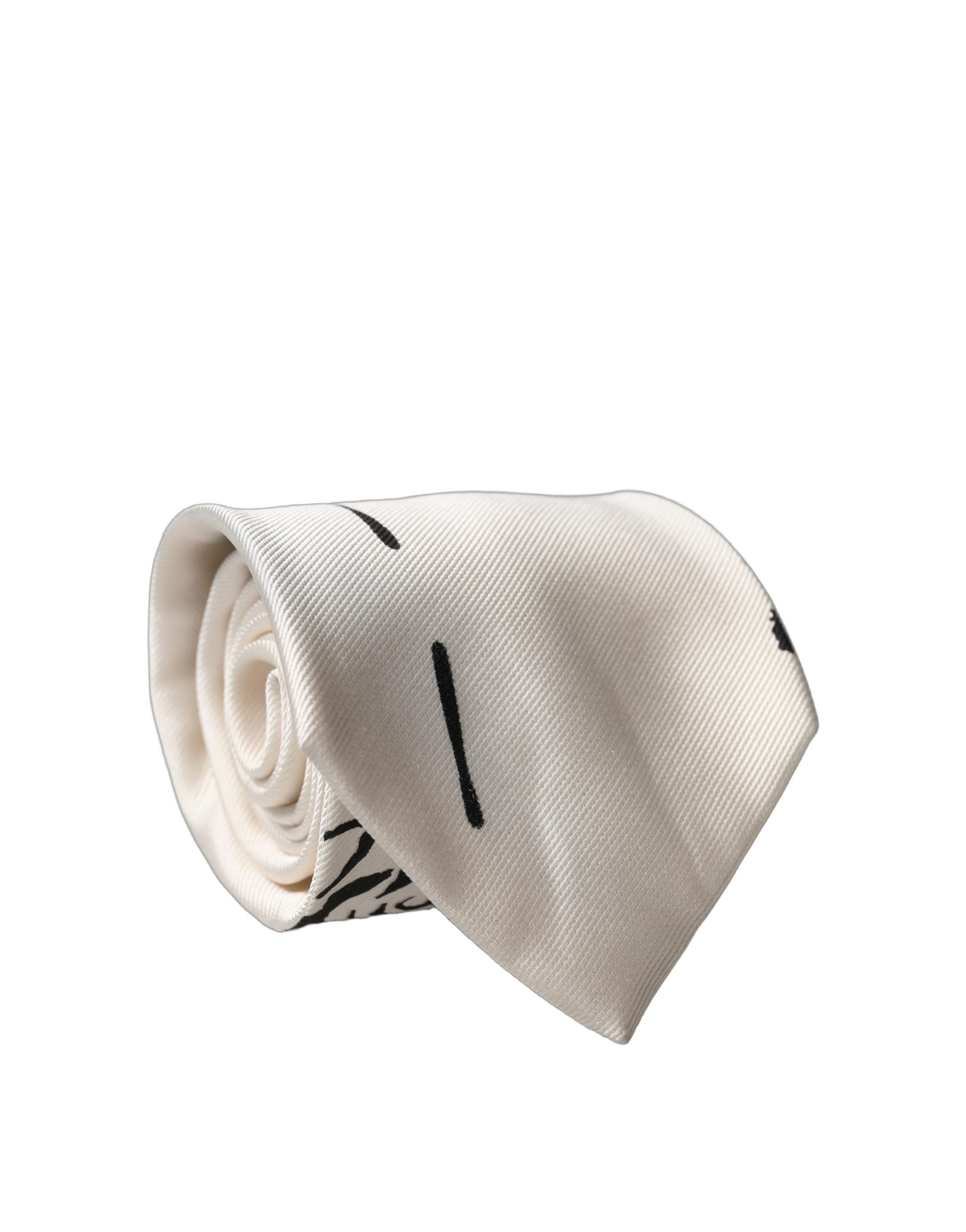 Dolce & Gabbana White Tattoo Floral Silk Adjustable Men Men'sd NeckMen's Men's Tie