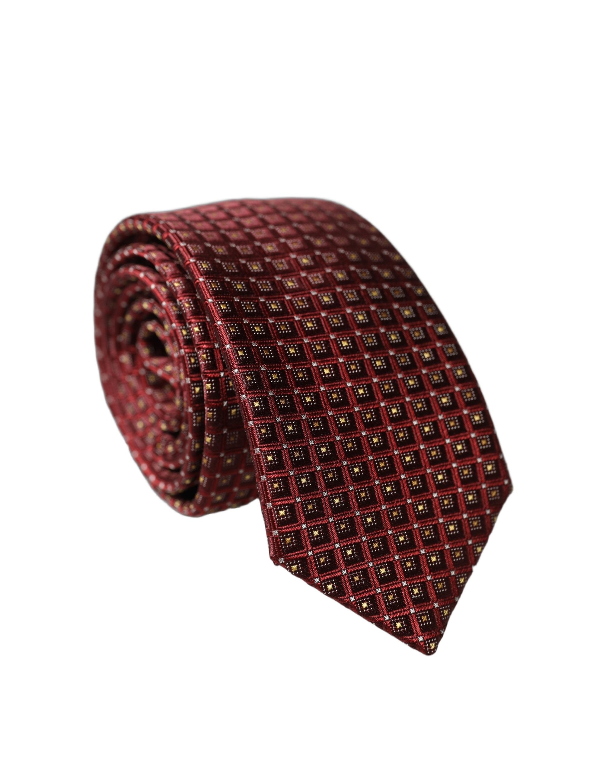 Dolce & Gabbana Burgundy Geometric Silk Adjustable Men Men'sd NeckMen's Men's Tie
