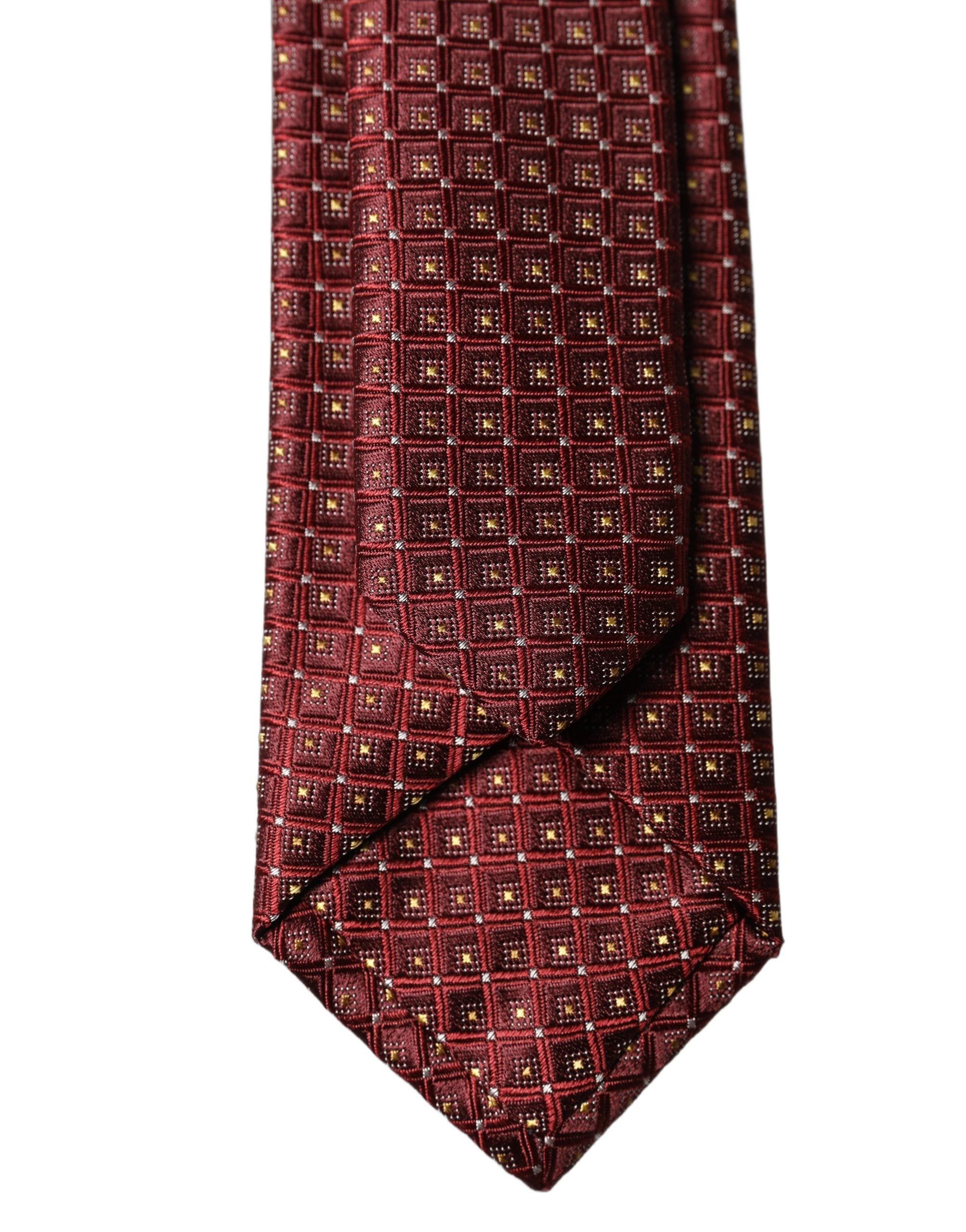 Dolce & Gabbana Burgundy Geometric Silk Adjustable Men Men'sd NeckMen's Men's Tie