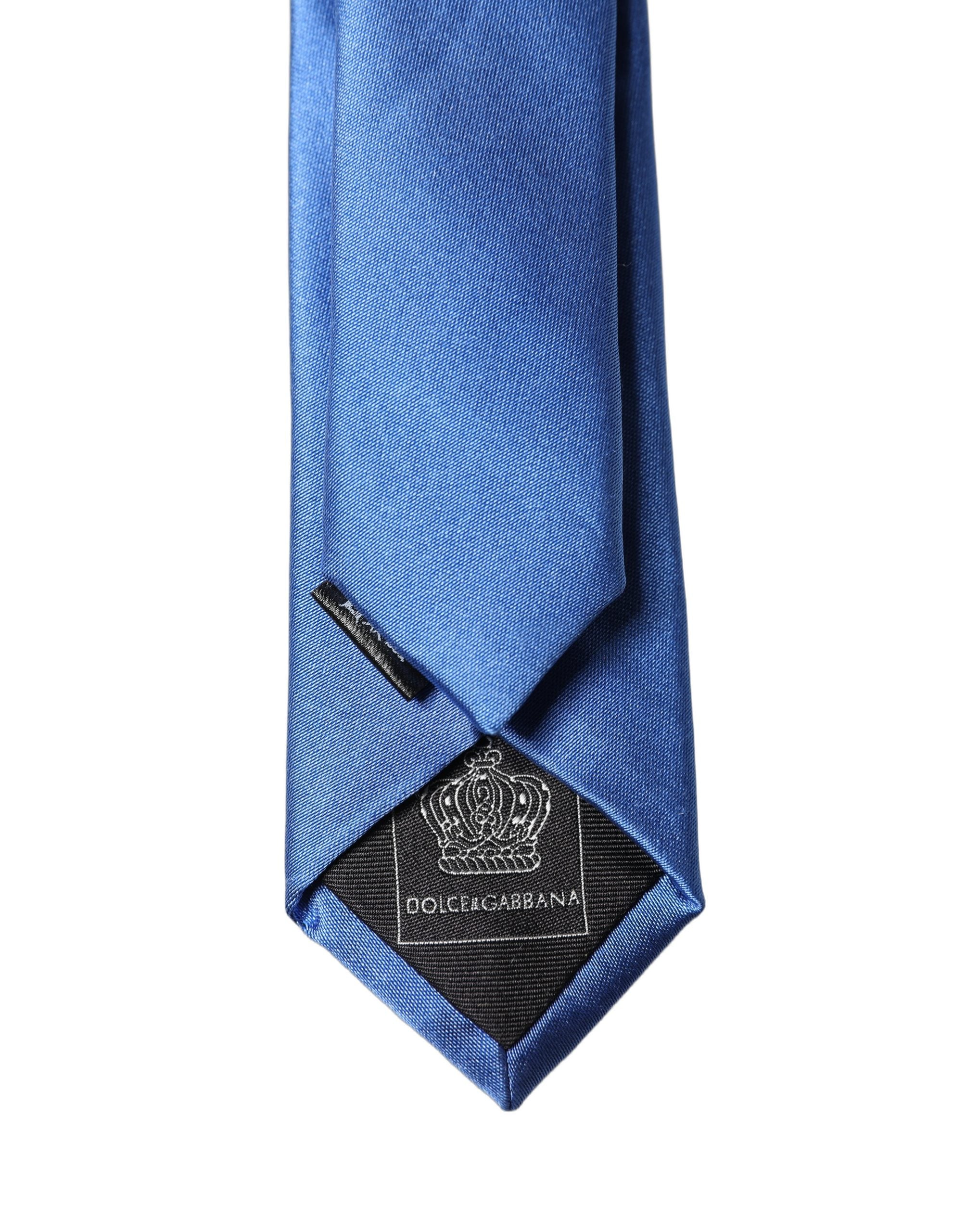 Dolce & Gabbana Blue Satin 100% Silk Adjustable Men Men'sd NeckMen's Men's Tie