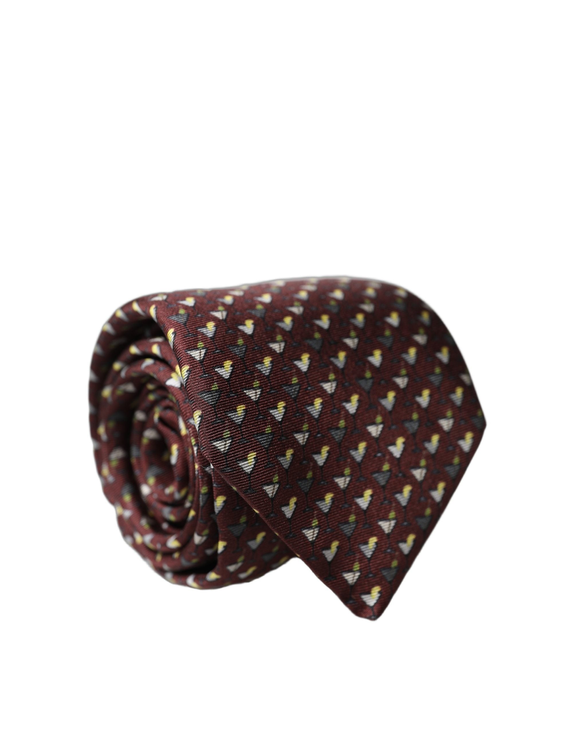 Dolce & Gabbana Burgundy Geometric Silk Adjustable Men Men'sd NeckMen's Men's Tie
