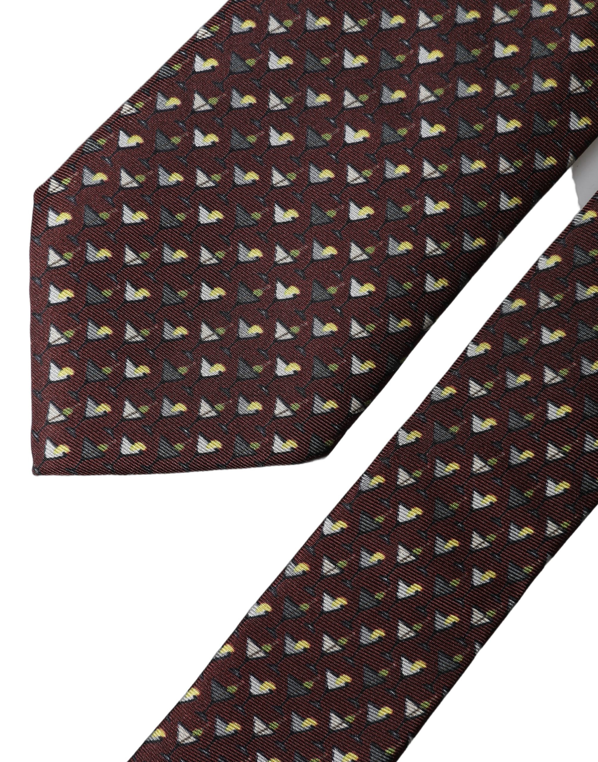 Dolce & Gabbana Burgundy Geometric Silk Adjustable Men Men'sd NeckMen's Men's Tie
