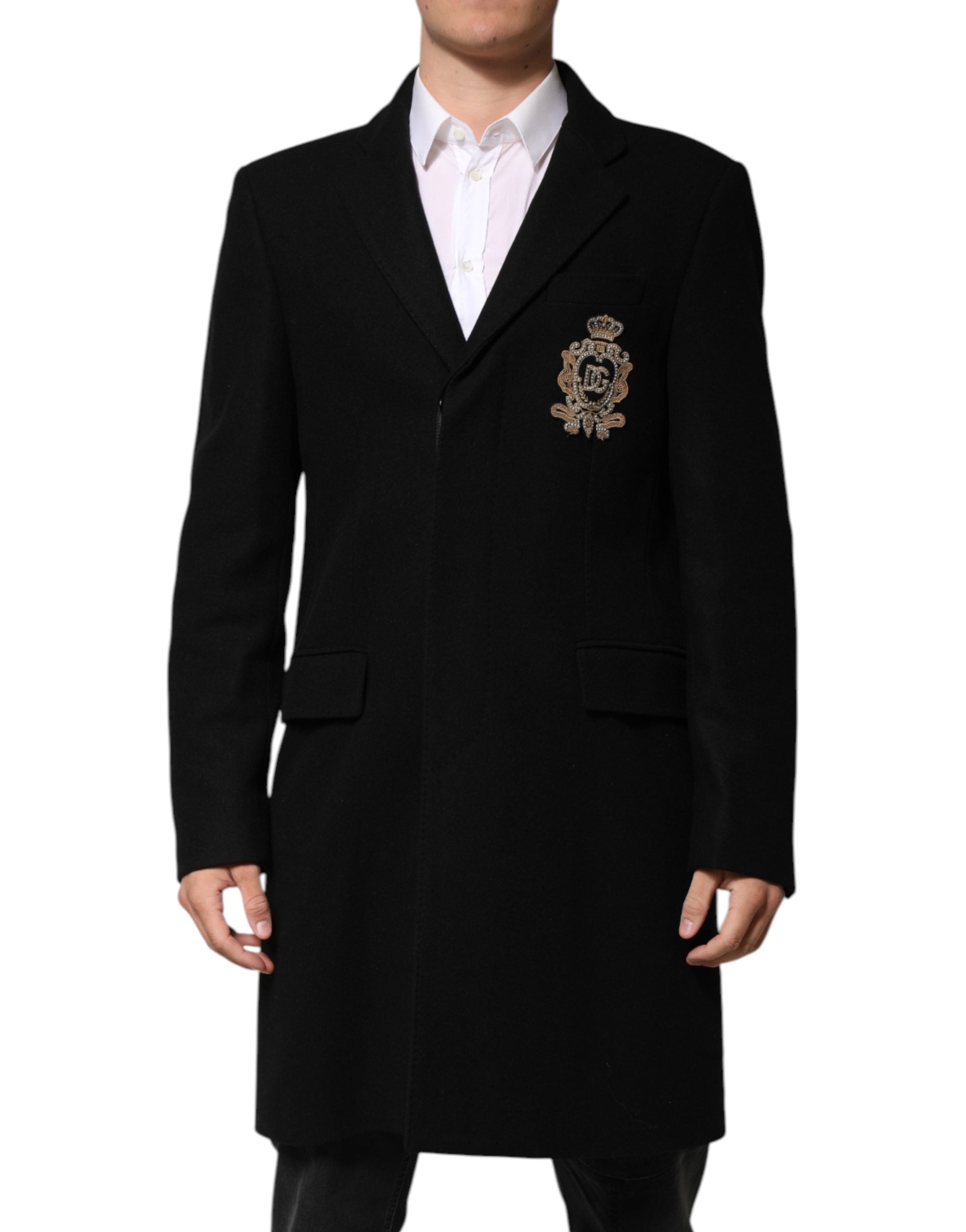 Dolce & Gabbana Black Heraldic Patch Single Breasted Men's Jacket