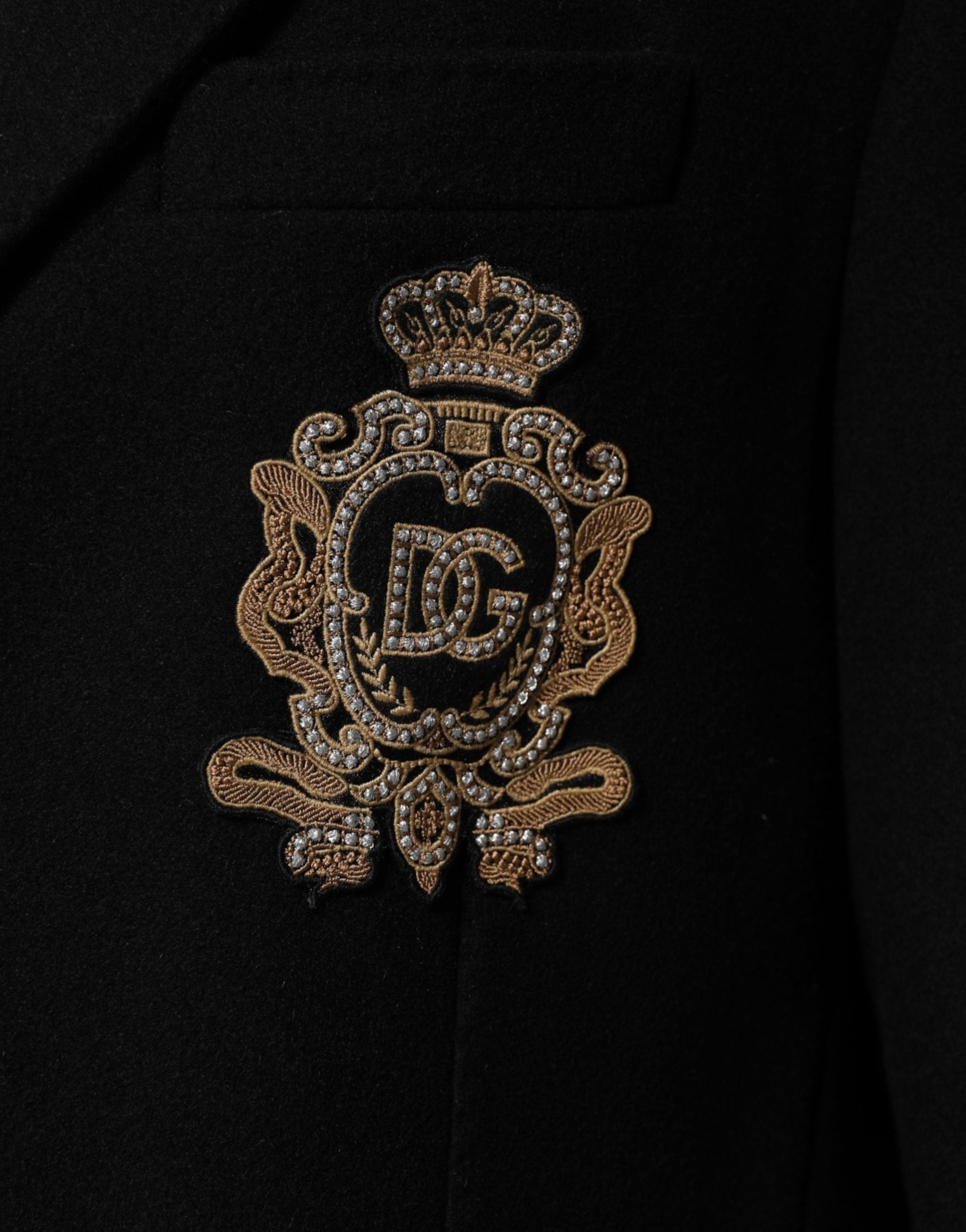 Dolce & Gabbana Black Heraldic Patch Single Breasted Men's Jacket