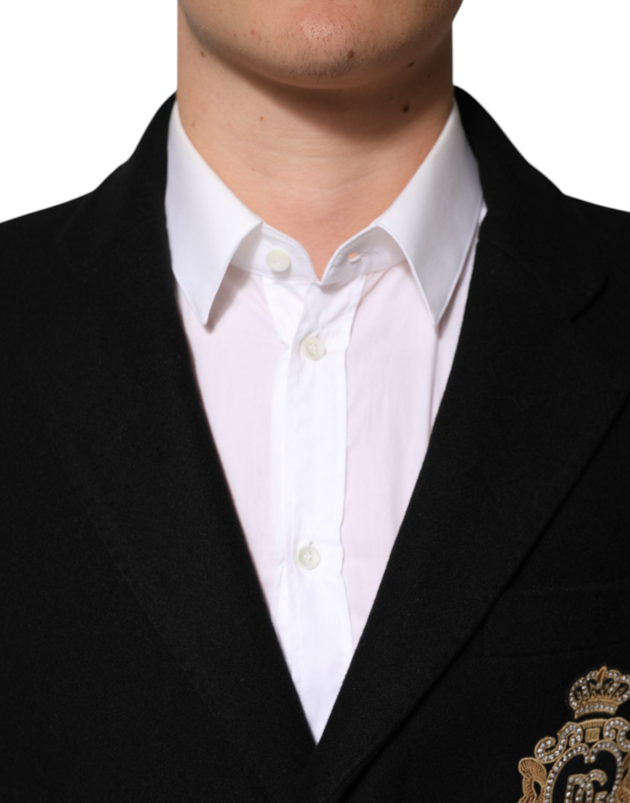 Dolce & Gabbana Black Heraldic Patch Single Breasted Men's Jacket
