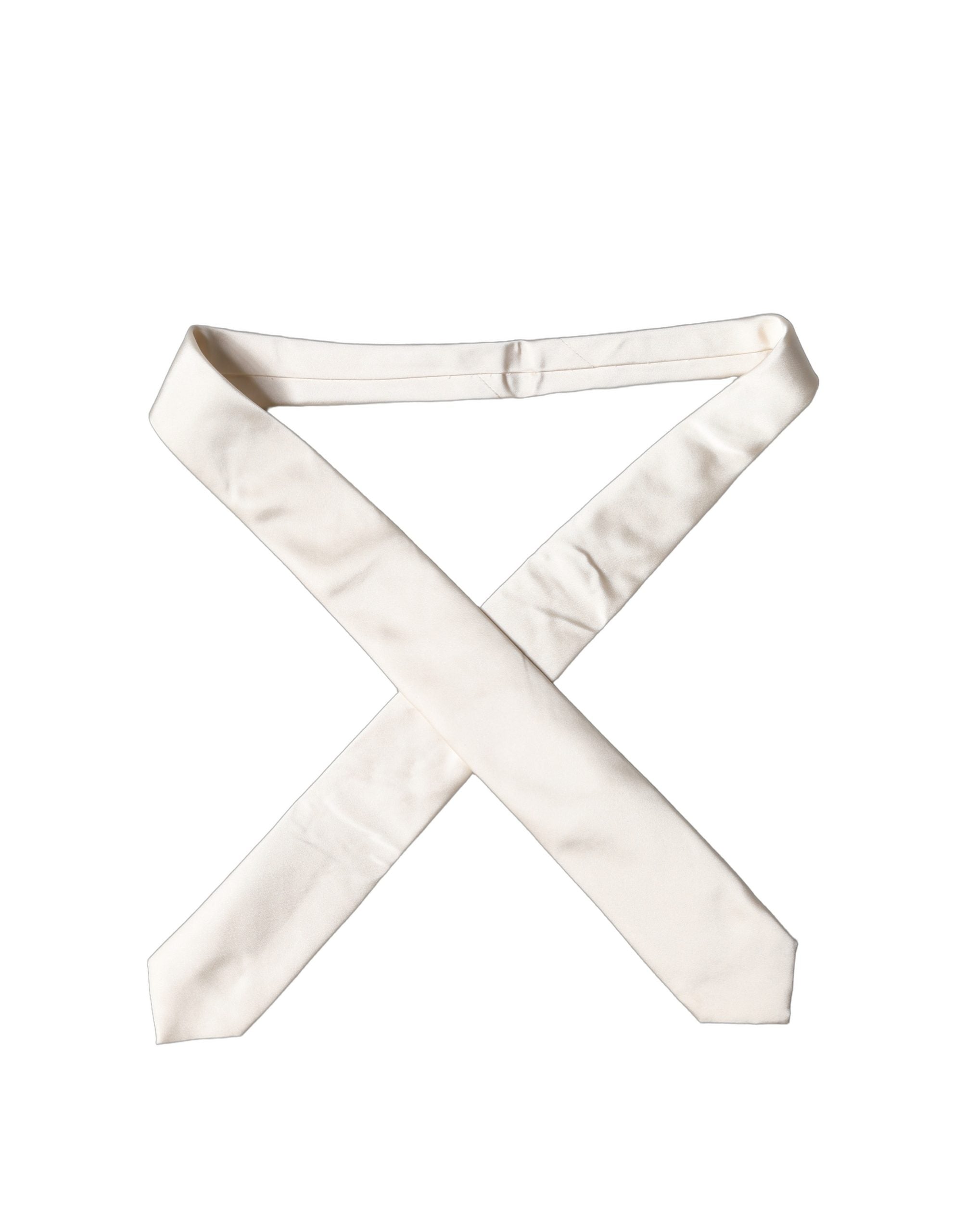 Dolce & Gabbana Off White Satin Silk Adjustable Women Women'sd NeckWomen's Women's Tie