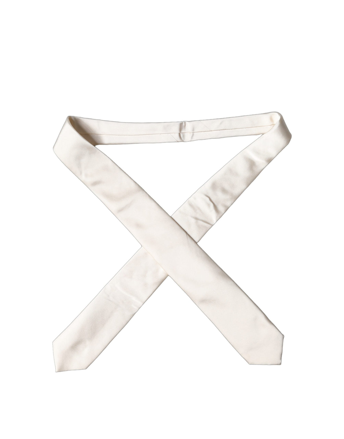 Dolce & Gabbana Off White Satin Silk Adjustable Women Women'sd NeckWomen's Women's Tie