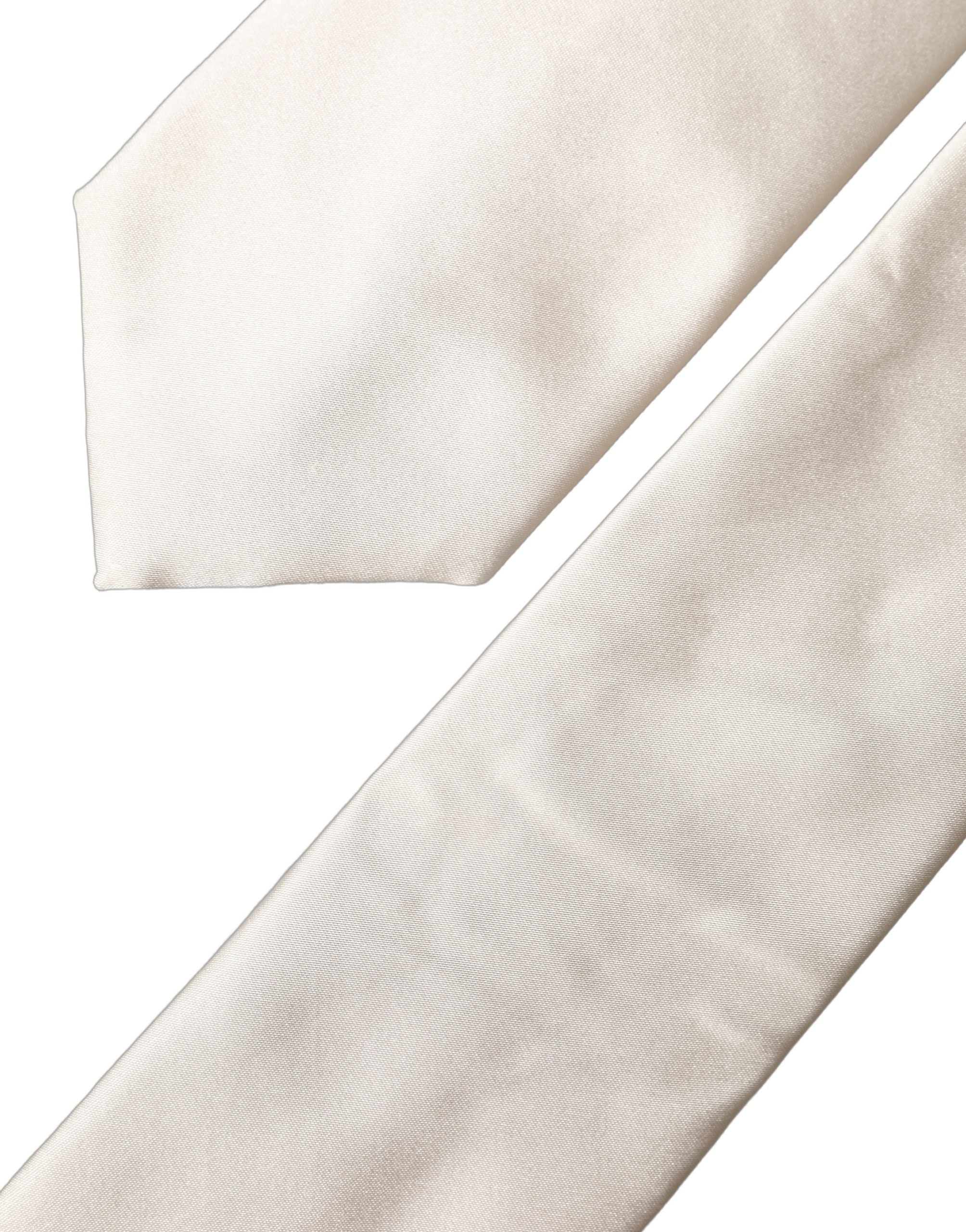 Dolce & Gabbana Off White Satin Silk Adjustable Women Women'sd NeckWomen's Women's Tie