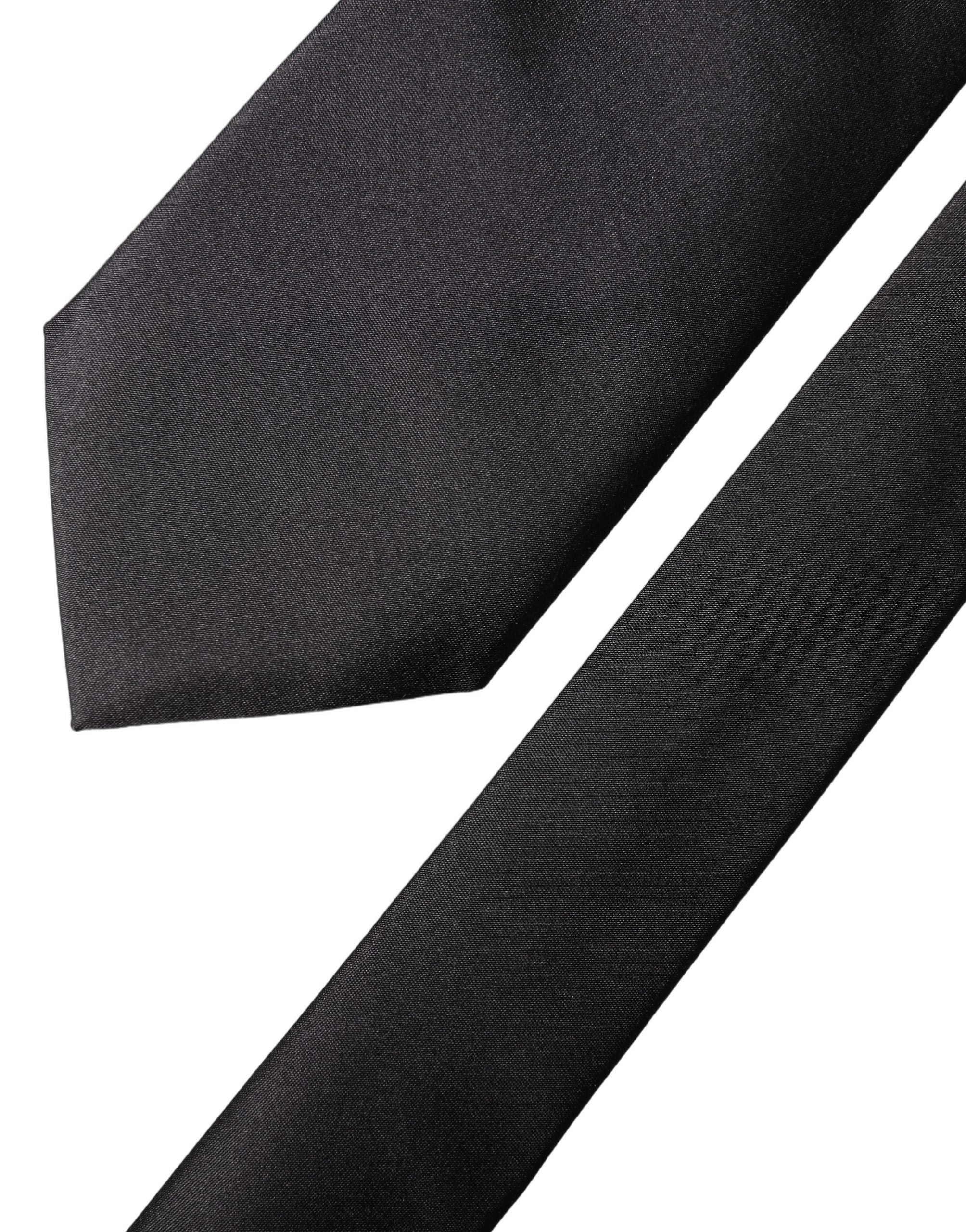 Dolce & Gabbana Black Satin 100% Silk Adjustable Women Women'sd NeckWomen's Women's Tie
