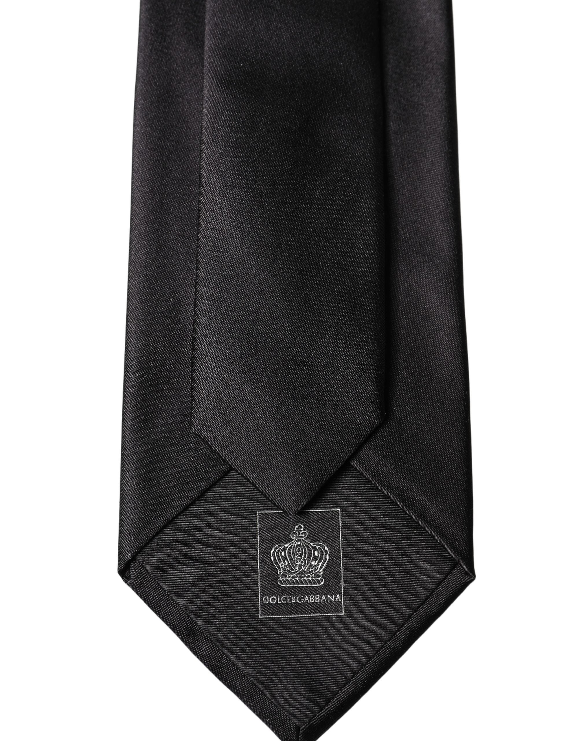 Dolce & Gabbana Black Satin 100% Silk Adjustable Women Women'sd NeckWomen's Women's Tie