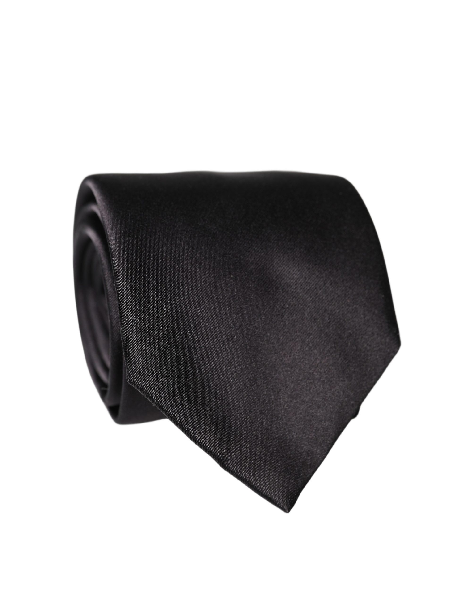 Dolce & Gabbana Black Satin 100% Silk Adjustable Women Women'sd NeckWomen's Women's Tie