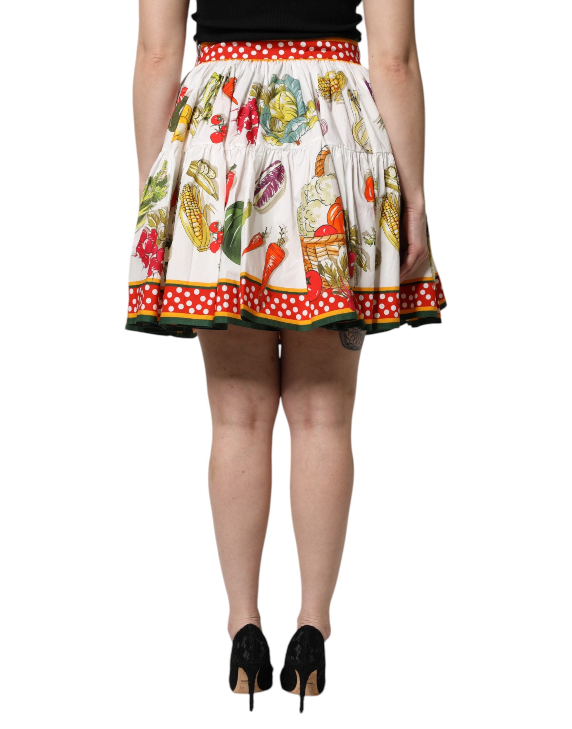 Dolce & Gabbana Multicolor Vegetable Print Short Poplin Mini Women's Skirt