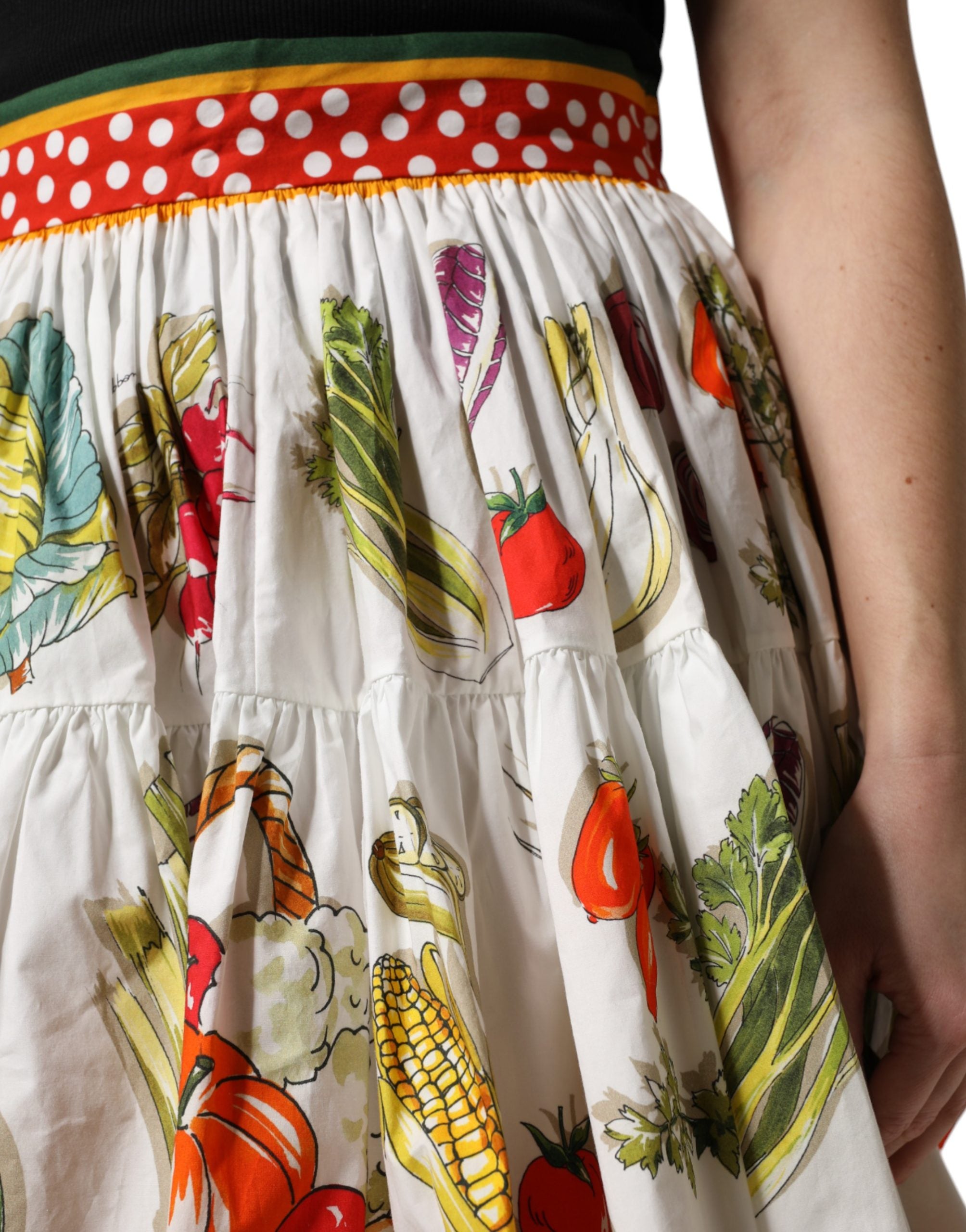 Dolce & Gabbana Multicolor Vegetable Print Short Poplin Mini Women's Skirt
