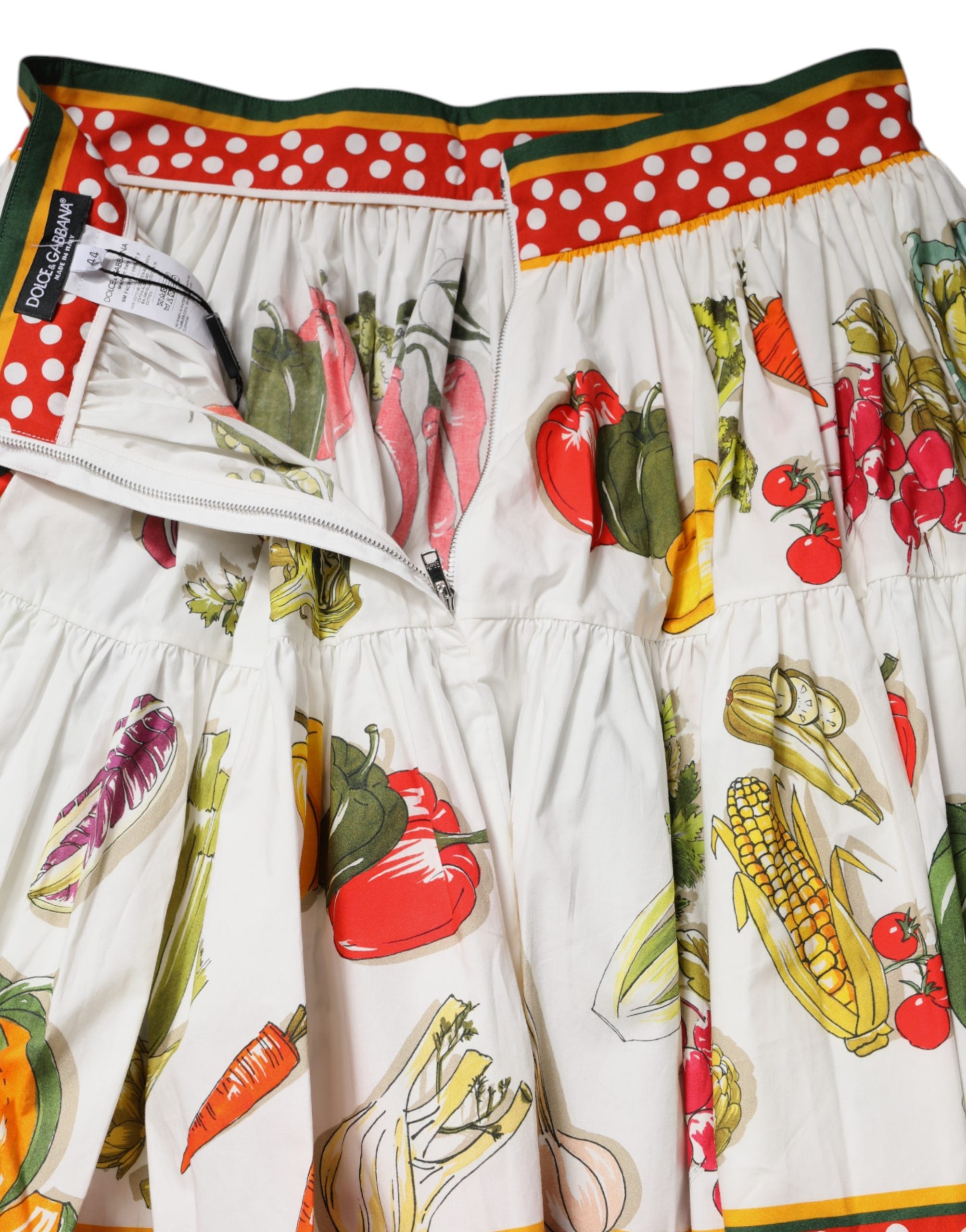 Dolce & Gabbana Multicolor Vegetable Print Short Poplin Mini Women's Skirt