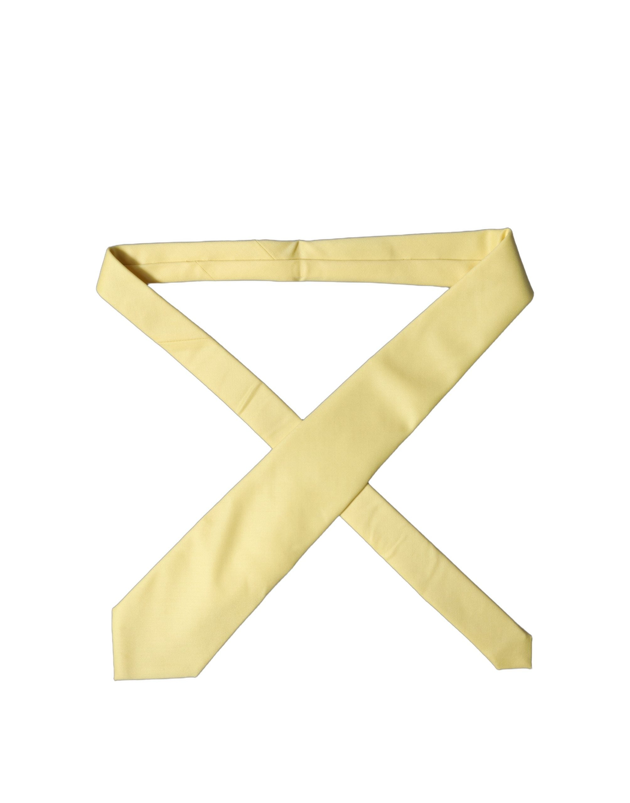 Dolce & Gabbana Yellow Solid Satin Silk Adjustable Women Women'sd NeckWomen's Women's Tie