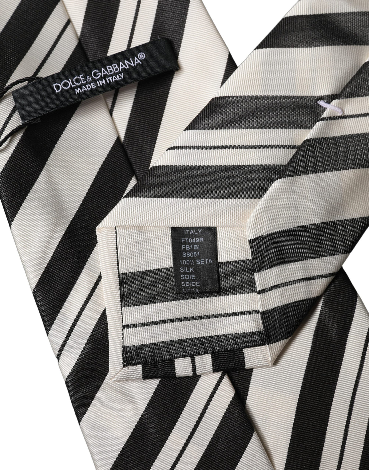 Dolce & Gabbana Black White Stripes Silk Adjustable Women NeckWomen's Women's Tie
