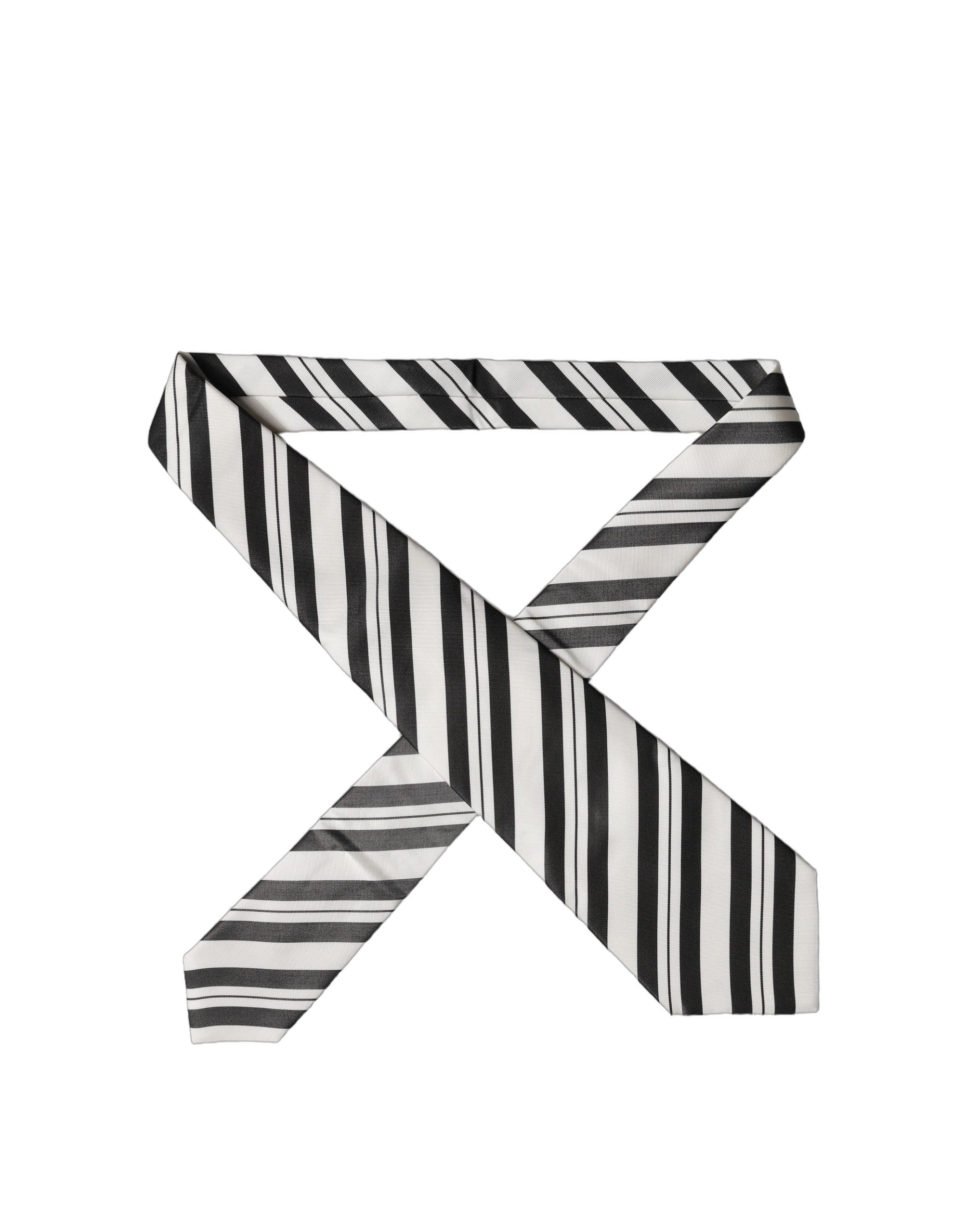 Dolce & Gabbana Black White Stripes Silk Adjustable Women NeckWomen's Women's Tie