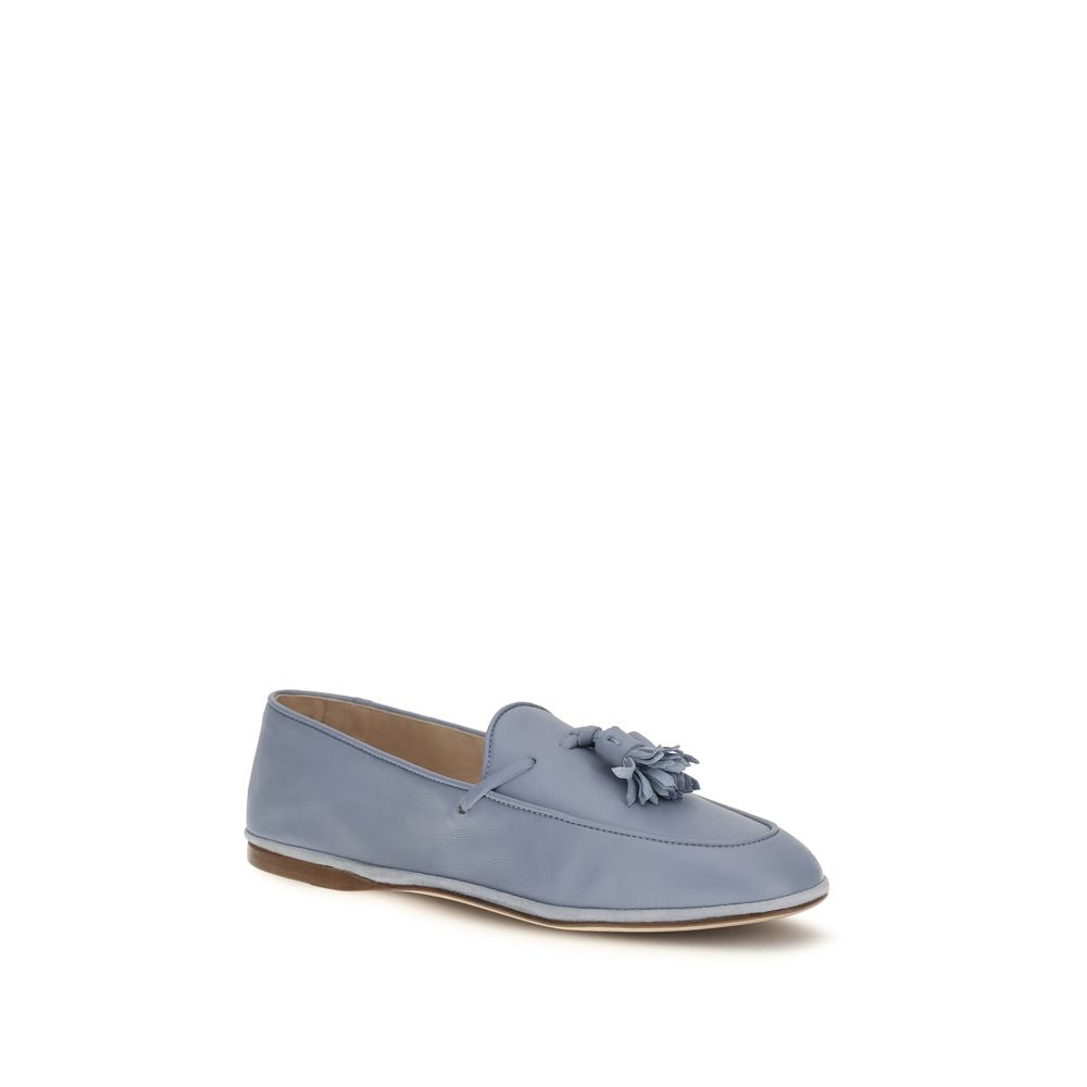 Fratelli Rossetti Blue Calf Leather Bos Taurus Slip-On Women's Loafers