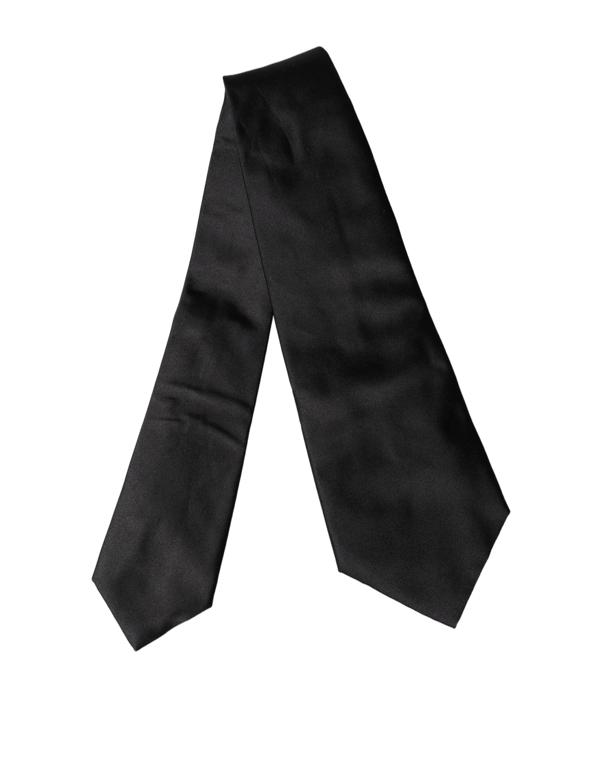 Dolce & Gabbana Black Satin Silk Blend Adjustable Women Women'sd NeckWomen's Women's Tie