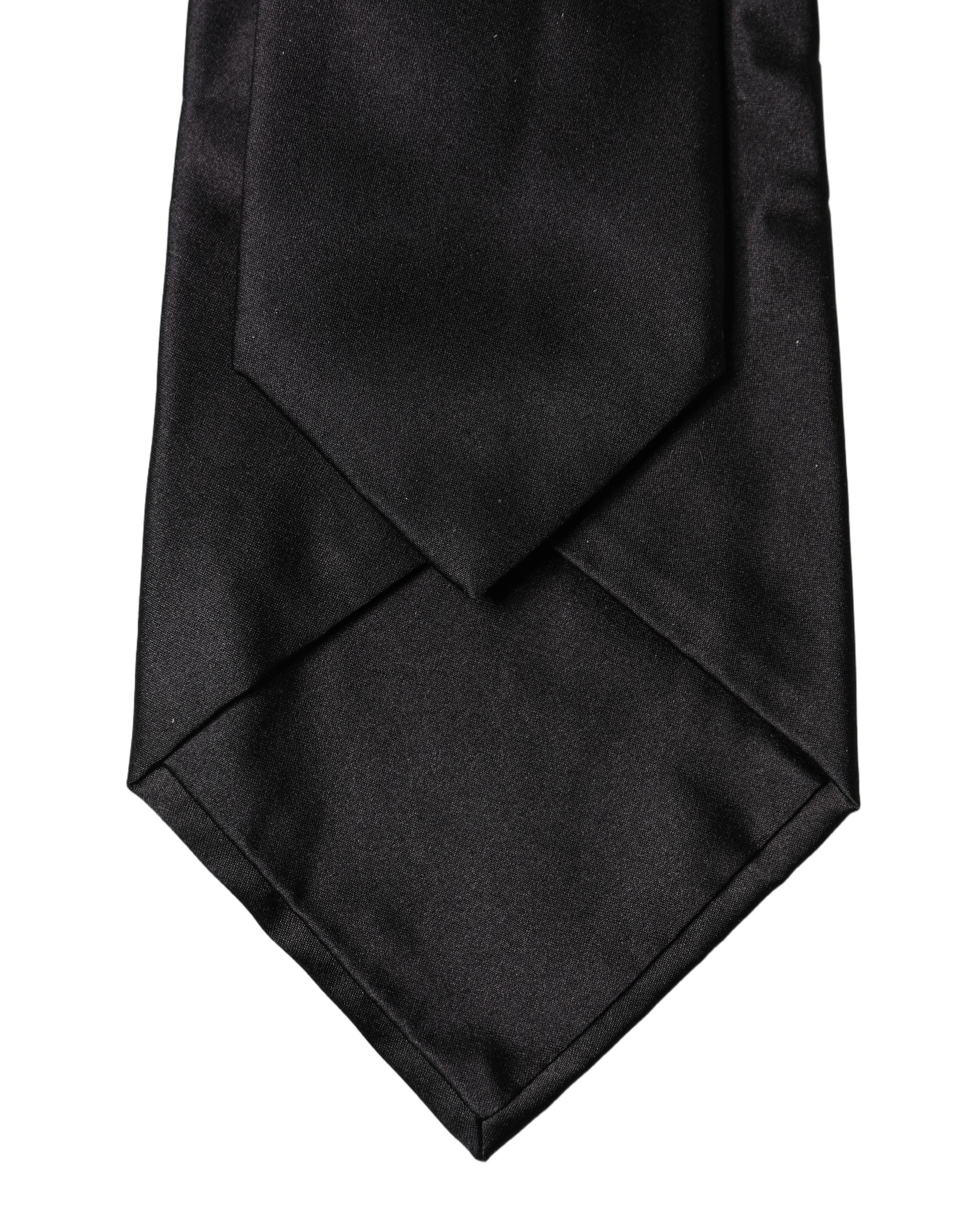 Dolce & Gabbana Black Satin Silk Blend Adjustable Women Women'sd NeckWomen's Women's Tie