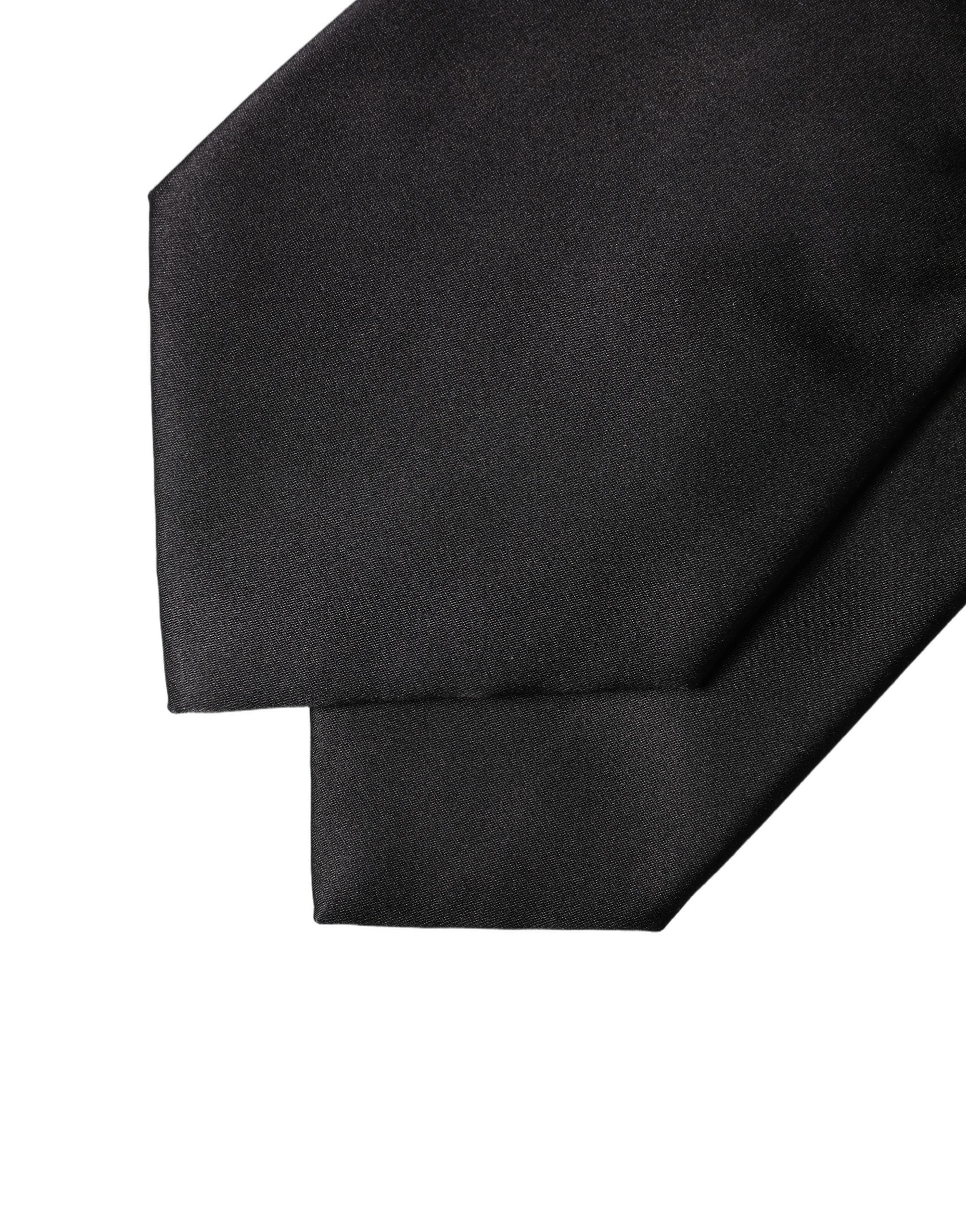 Dolce & Gabbana Black Satin Silk Blend Adjustable Women Women'sd NeckWomen's Women's Tie