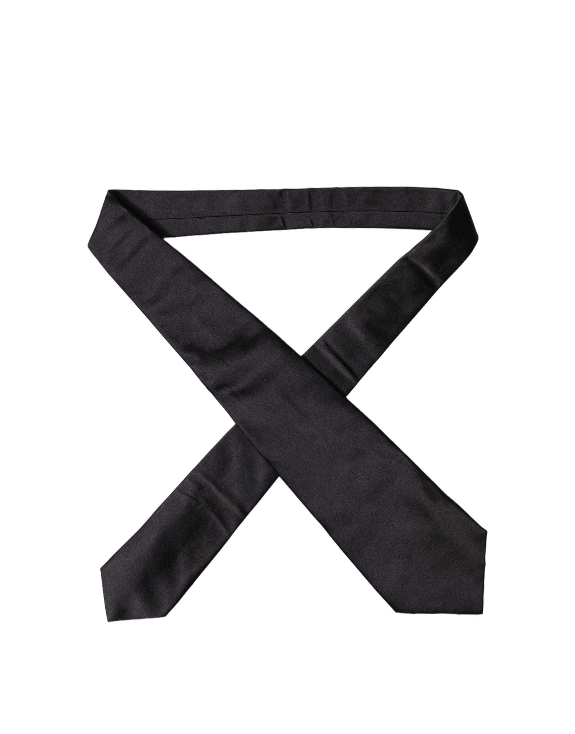 Dolce & Gabbana Black Satin Silk Blend Adjustable Women Women'sd NeckWomen's Women's Tie