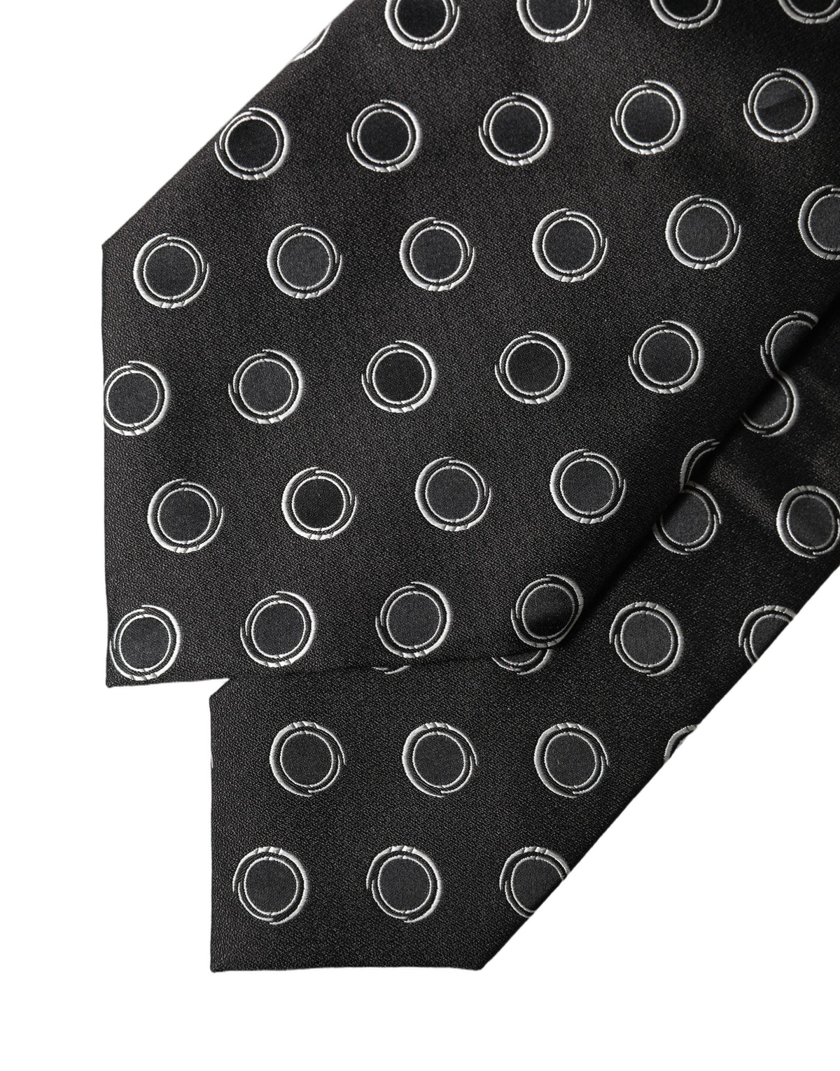 Dolce & Gabbana Dark Gray White Polka Dot Silk Adjustable Women NeckWomen's Women's Tie