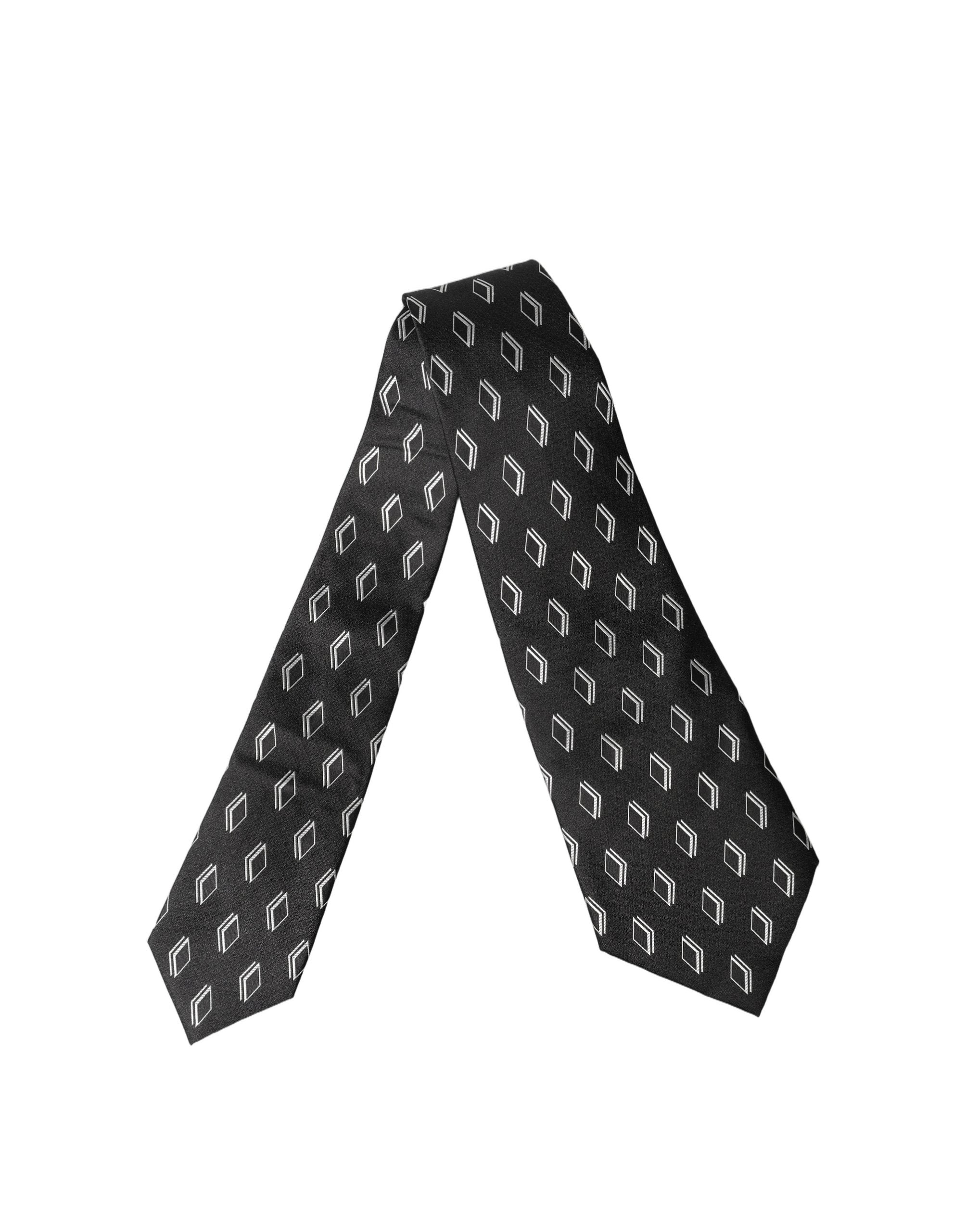 Dolce & Gabbana Dark Gray Patterned Silk Adjustable Women Women'sd NeckWomen's Women's Tie