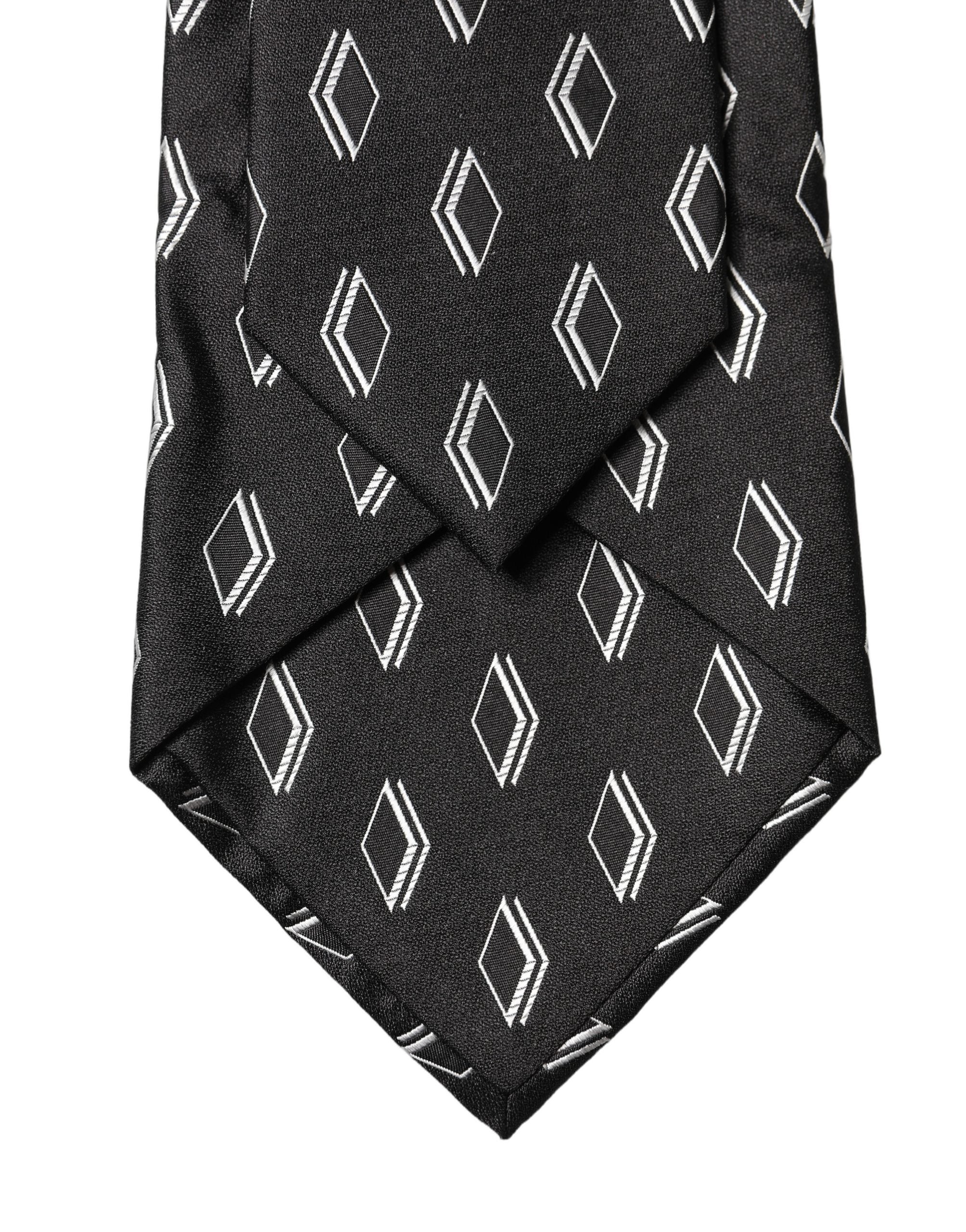 Dolce & Gabbana Dark Gray Patterned Silk Adjustable Women Women'sd NeckWomen's Women's Tie