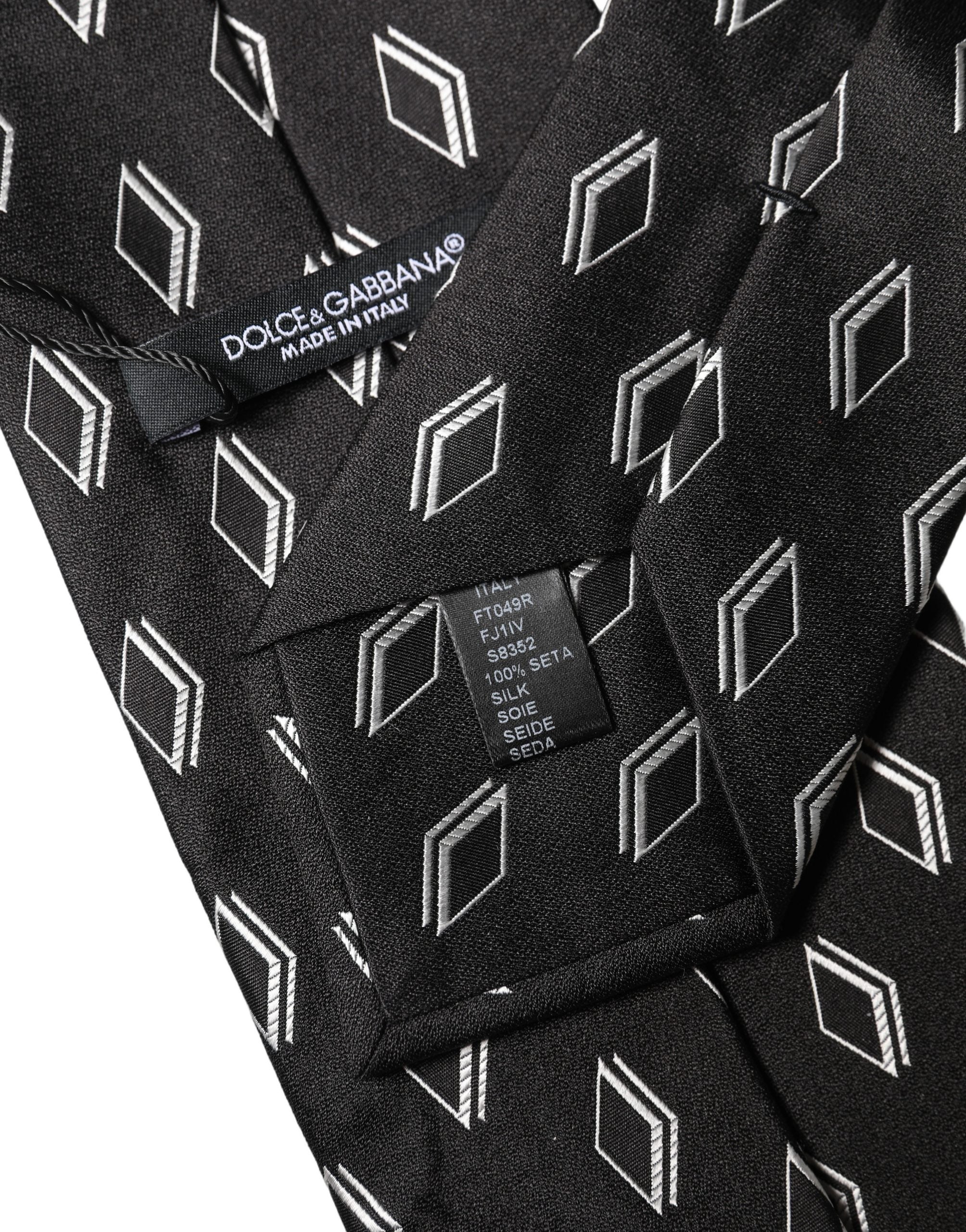 Dolce & Gabbana Dark Gray Patterned Silk Adjustable Women Women'sd NeckWomen's Women's Tie