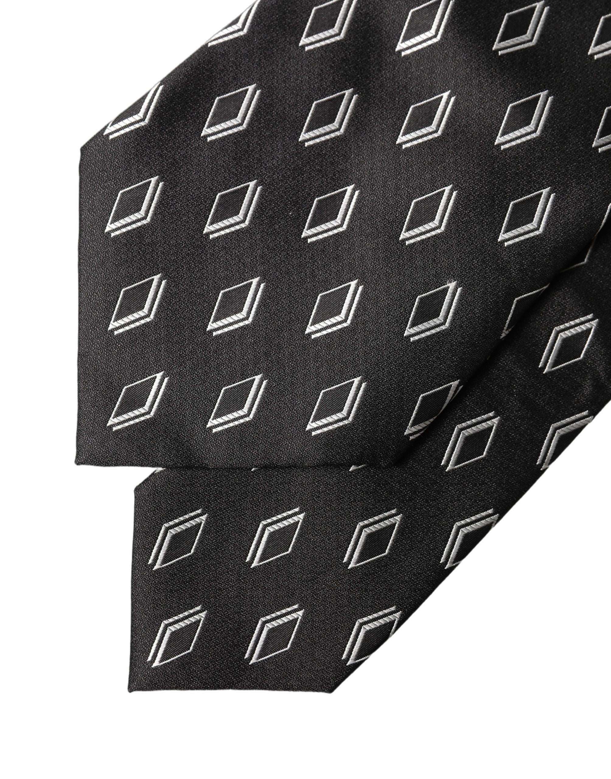 Dolce & Gabbana Dark Gray Patterned Silk Adjustable Women Women'sd NeckWomen's Women's Tie