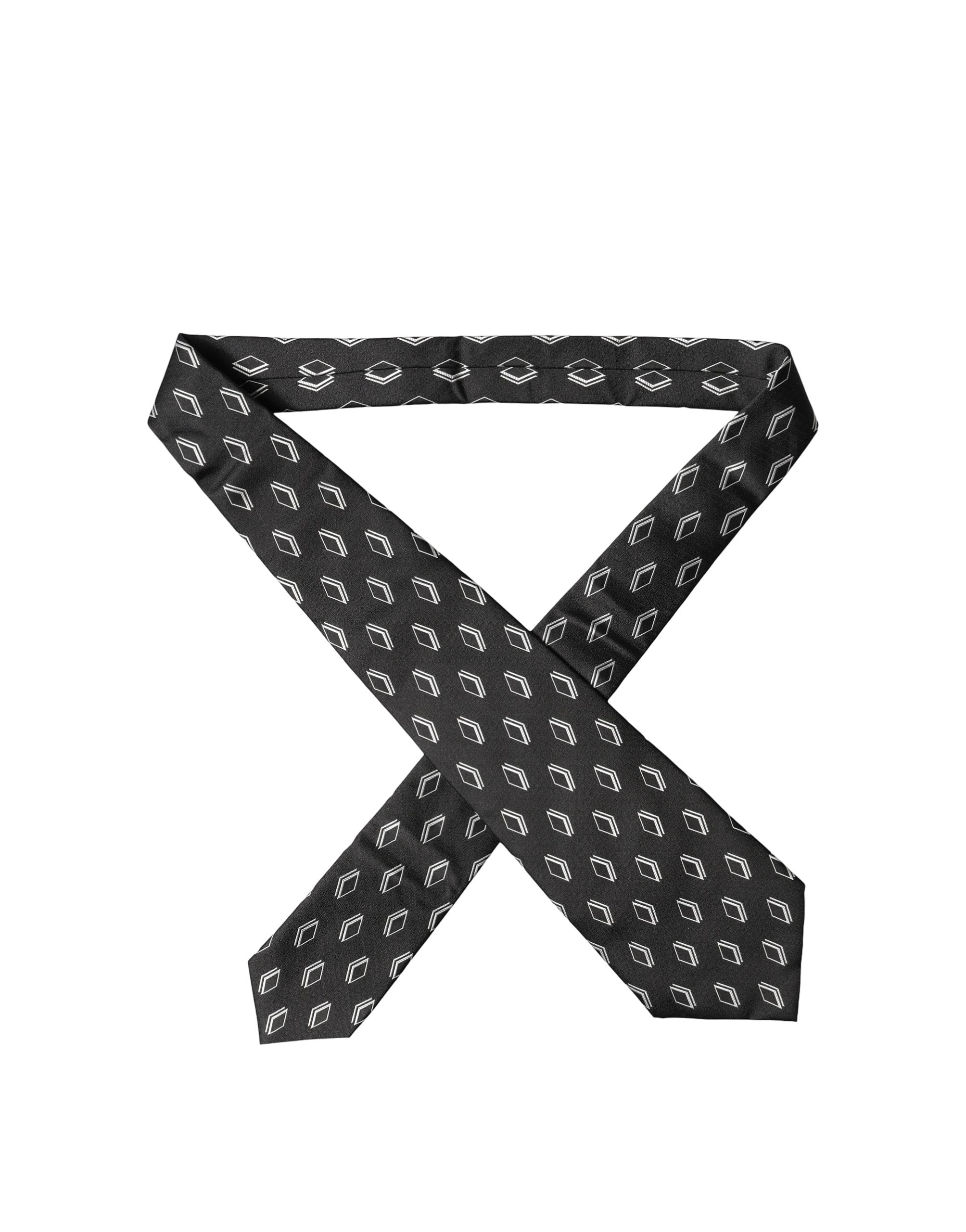 Dolce & Gabbana Dark Gray Patterned Silk Adjustable Women Women'sd NeckWomen's Women's Tie