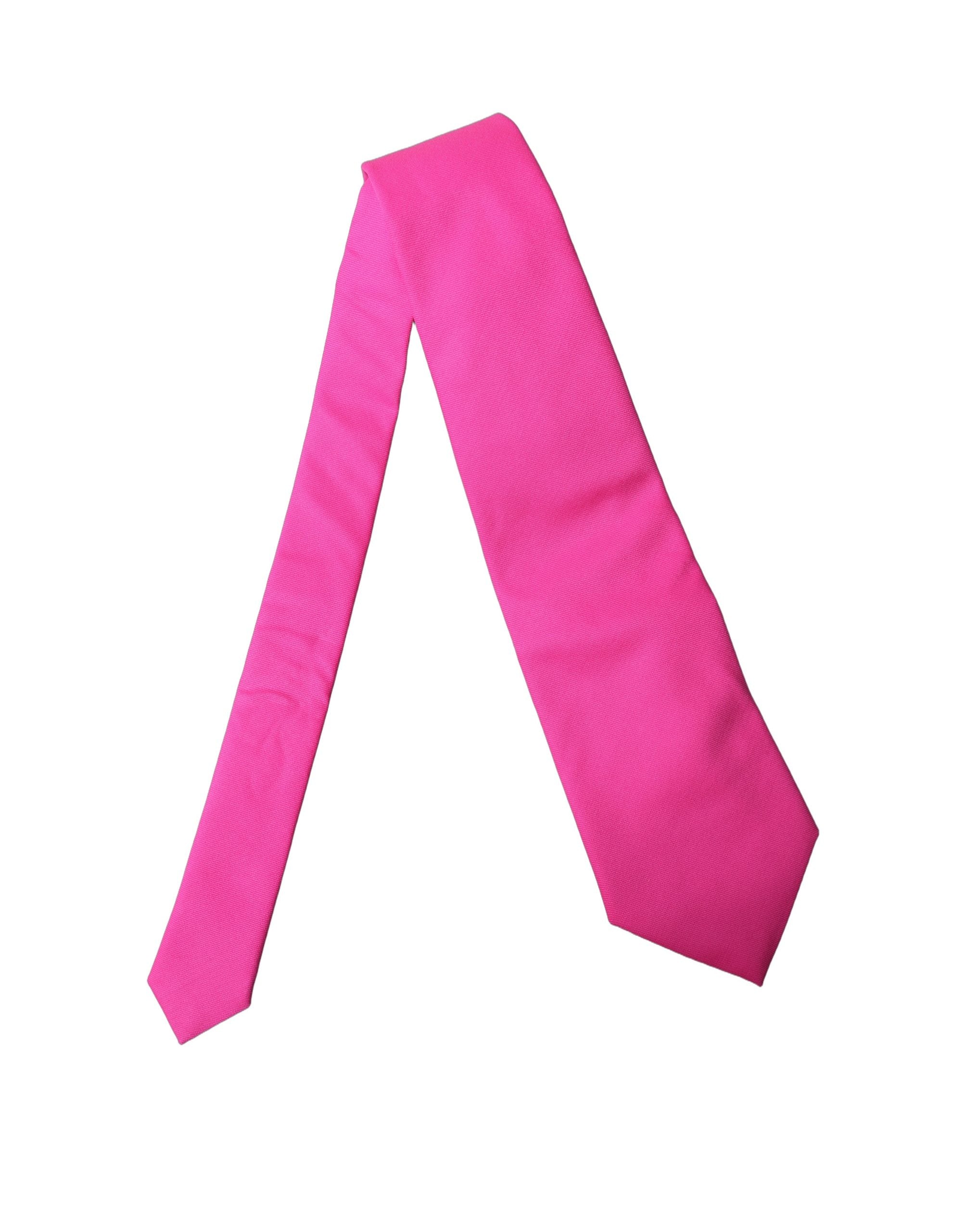 Dolce & Gabbana Neon Pink Solid Satin Silk Adjustable Women NeckWomen's Women's Tie