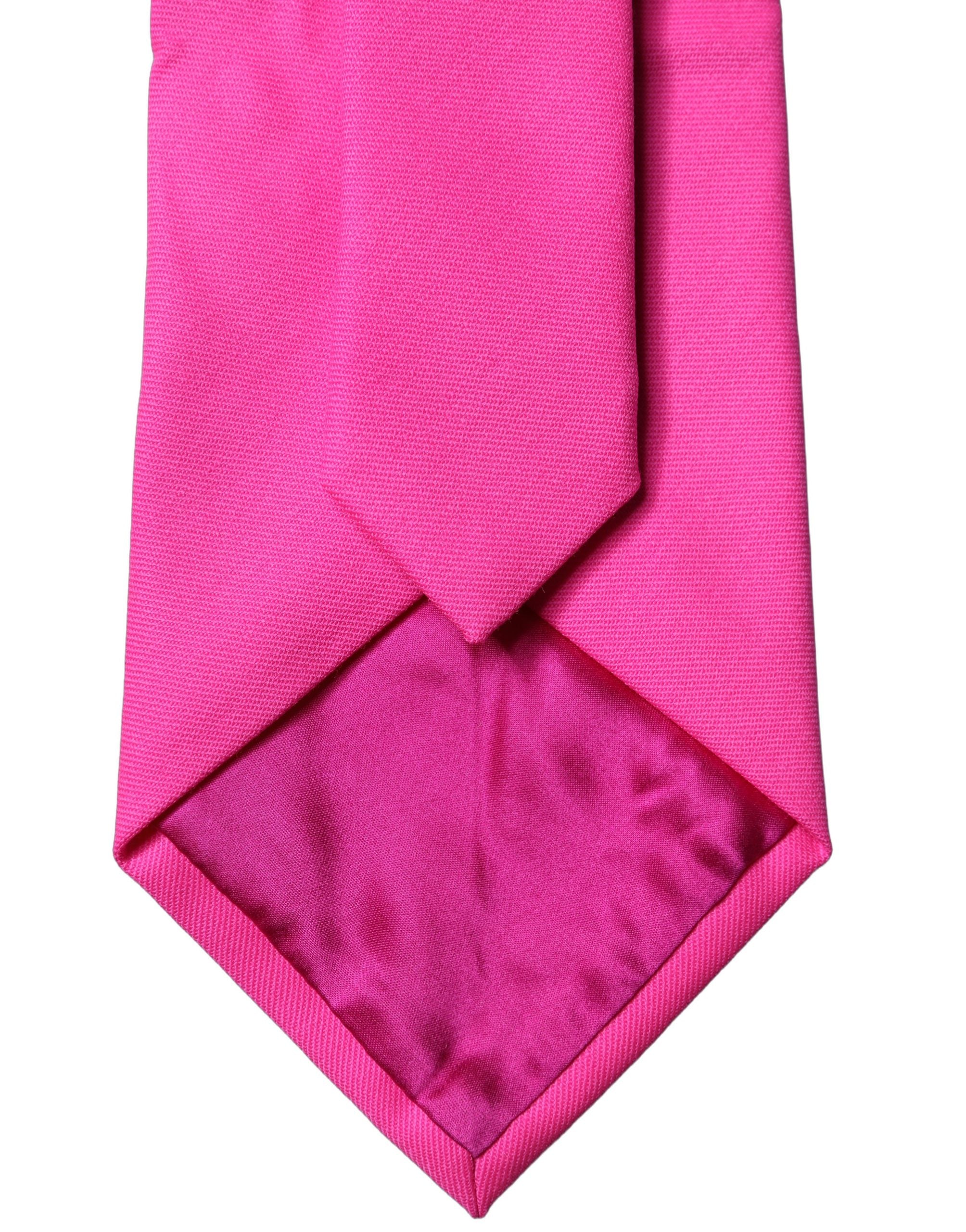 Dolce & Gabbana Neon Pink Solid Satin Silk Adjustable Women NeckWomen's Women's Tie