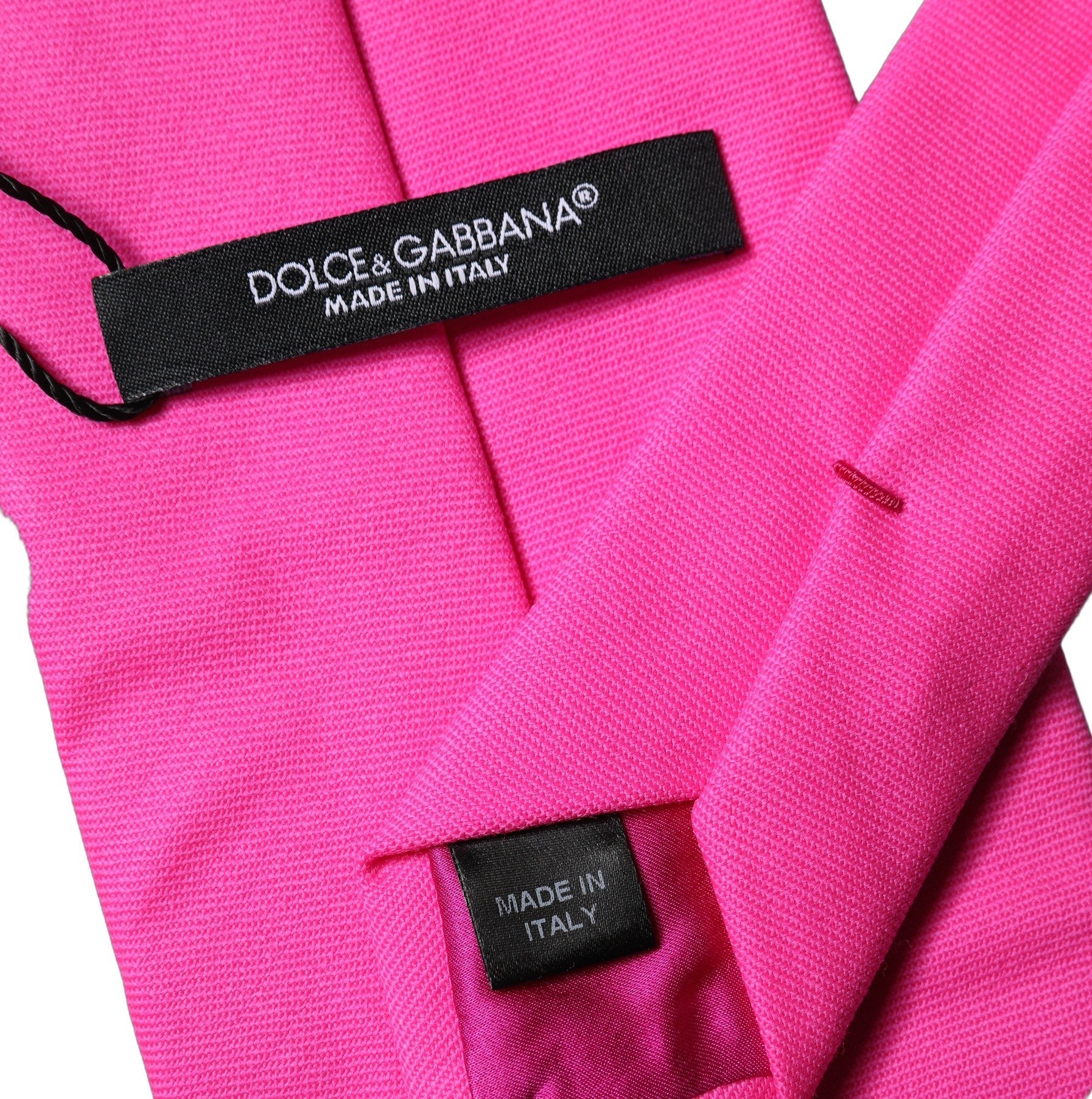 Dolce & Gabbana Neon Pink Solid Satin Silk Adjustable Women NeckWomen's Women's Tie