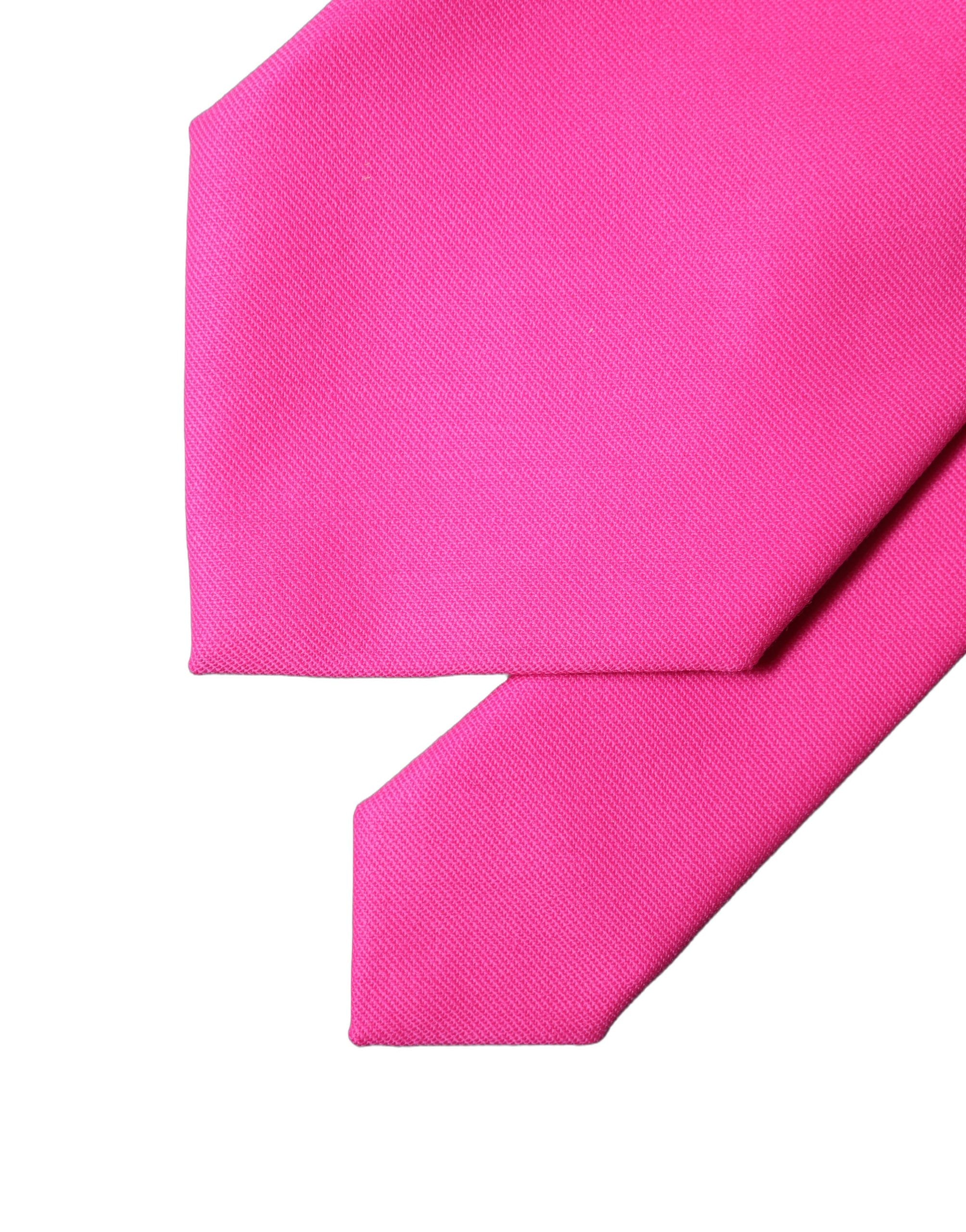 Dolce & Gabbana Neon Pink Solid Satin Silk Adjustable Women NeckWomen's Women's Tie