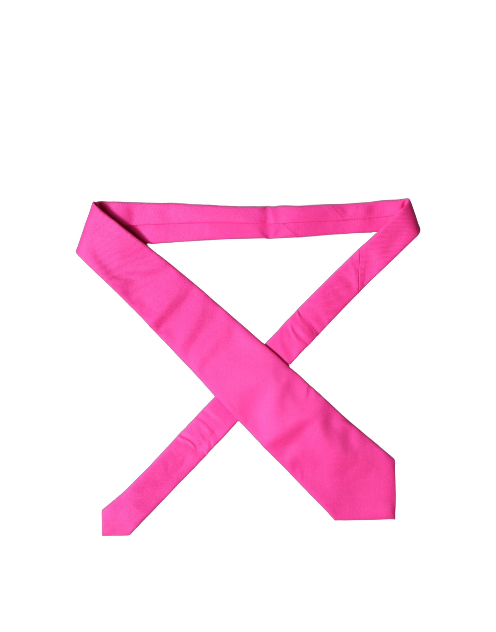 Dolce & Gabbana Neon Pink Solid Satin Silk Adjustable Women NeckWomen's Women's Tie