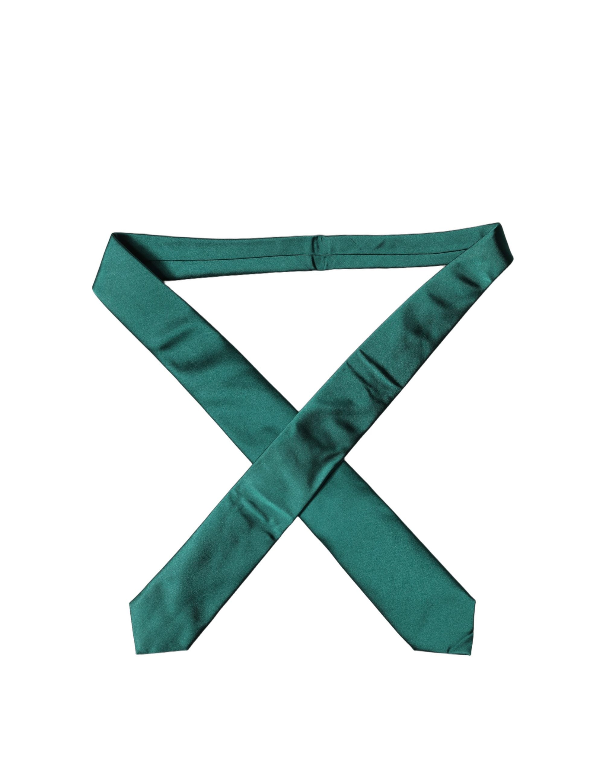 Dolce & Gabbana Dark Green Satin Silk Adjustable Women Women'sd NeckWomen's Women's Tie