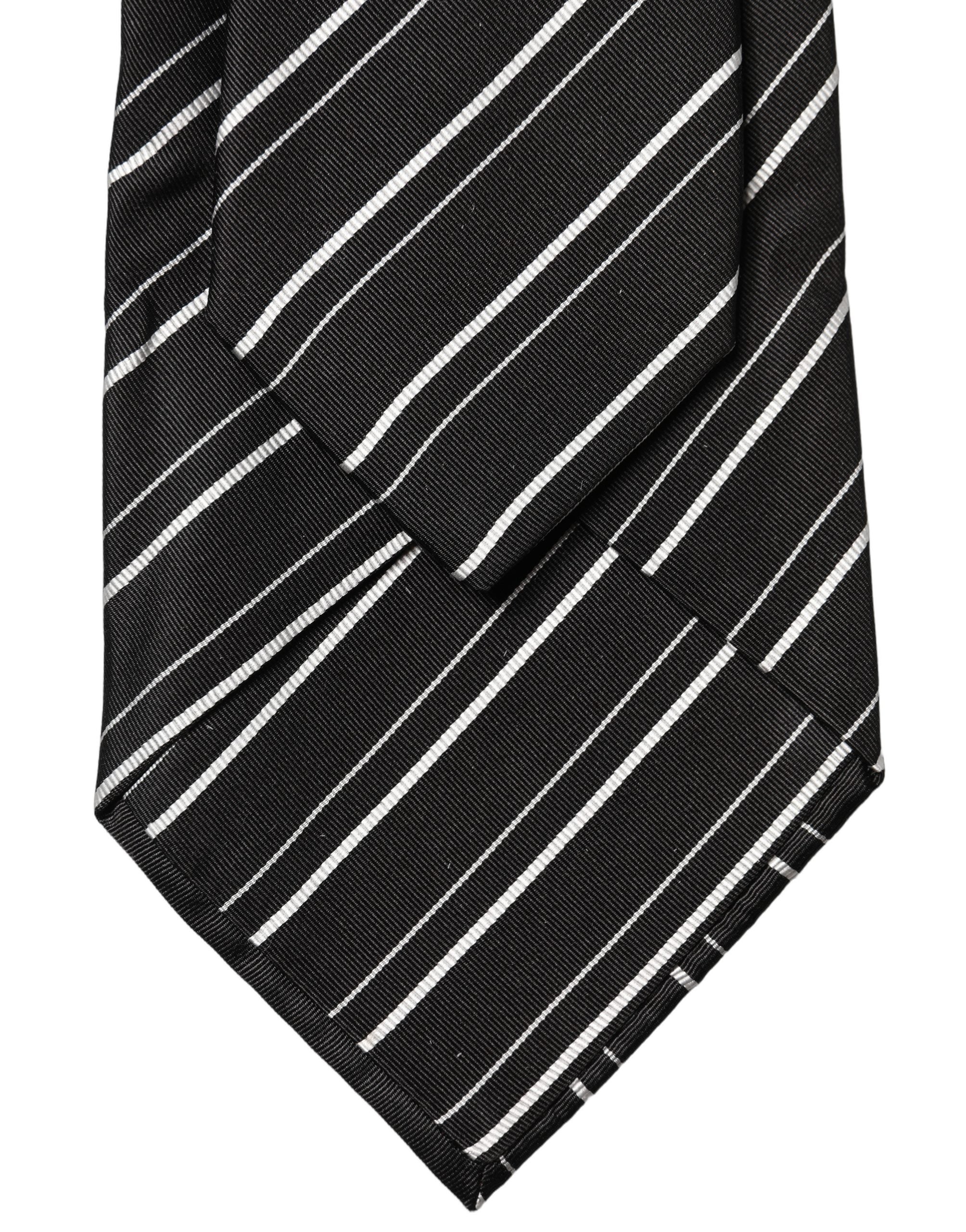 Dolce & Gabbana Dark Gray White Stripes Silk Adjustable Women NeckWomen's Women's Tie