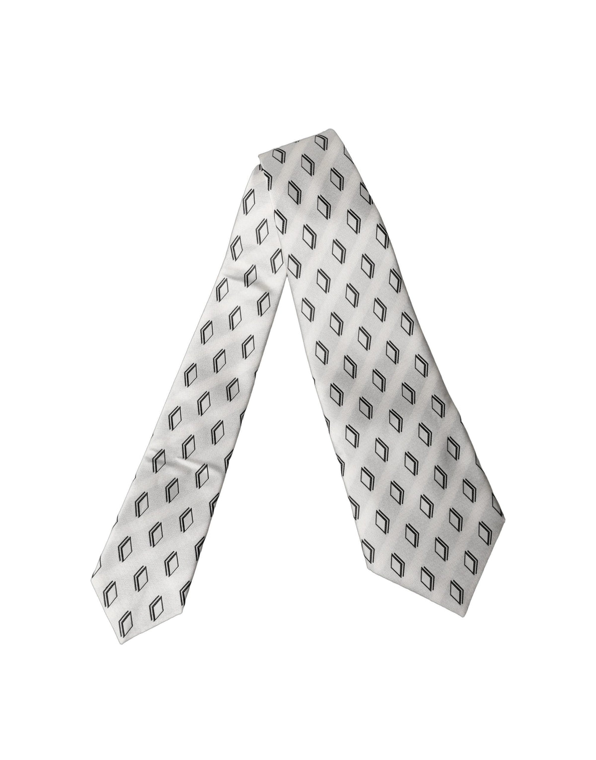 Dolce & Gabbana White Patterned Silk Adjustable Women Women'sd NeckWomen's Women's Tie